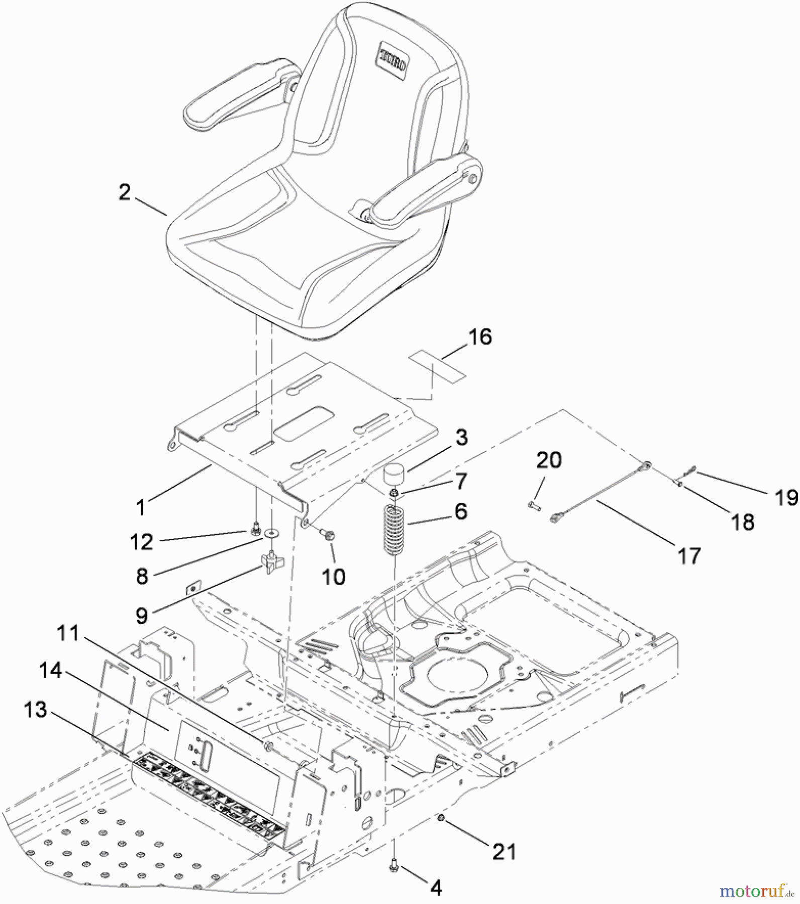  Toro Neu Mowers, Zero-Turn 74399 (Z5020) - Toro TimeCutter Z5020 Riding Mower, 2009 (290000440-290999999) SEAT ASSEMBLY