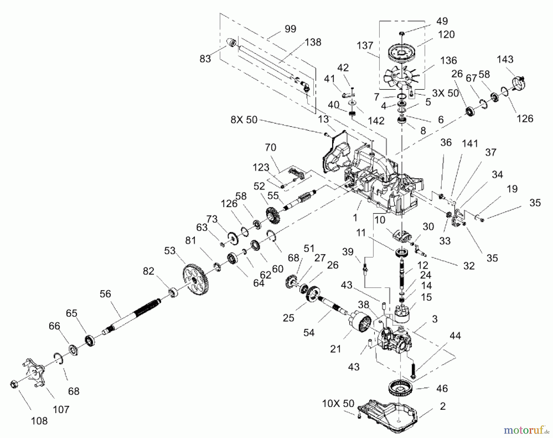  Toro Neu Mowers, Zero-Turn 74401 (17-44ZX) - Toro 17-44ZX TimeCutter ZX Riding Mower, 2004 (240000001-240999999) RH HYDRO TRANSAXLE ASSEMBLY NO. 107-1708