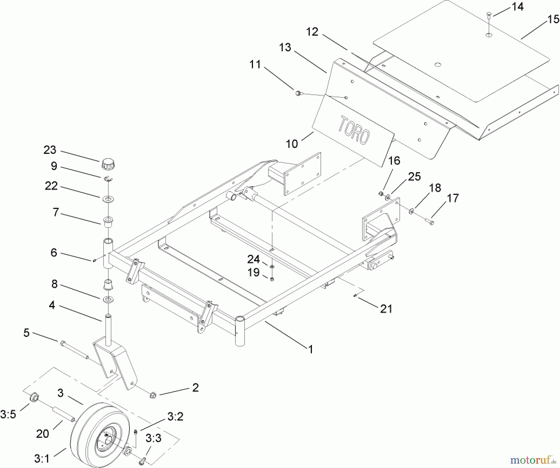  Toro Neu Mowers, Zero-Turn 74406 (ZX440) - Toro TimeCutter ZX440 Riding Mower, 2006 (260000241-260999999) FRONT FRAME ASSEMBLY
