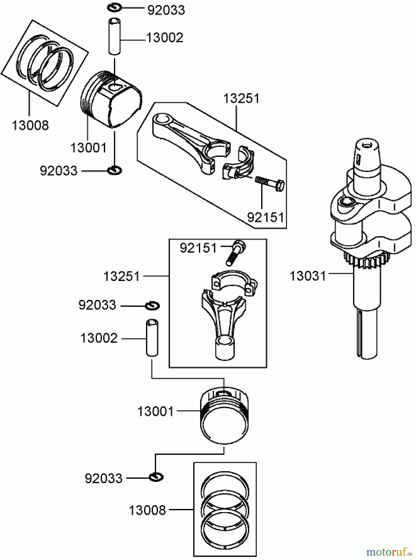  Toro Neu Mowers, Zero-Turn 74406 (ZX440) - Toro TimeCutter ZX440 Riding Mower, 2006 (260000241-260999999) PISTON AND CRANKSHAFT ASSEMBLY KAWASAKI FH541V-BS50-R