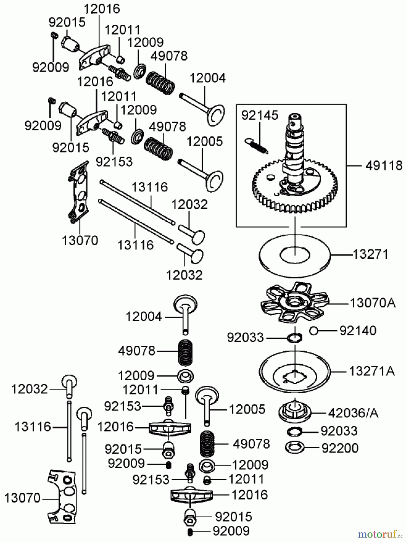  Toro Neu Mowers, Zero-Turn 74407 (ZX525) - Toro TimeCutter ZX525 Riding Mower, 2005 (250000001-250999999) VALVE AND CAMSHAFT ASSEMBLY KAWASAKI FH541V-AS50