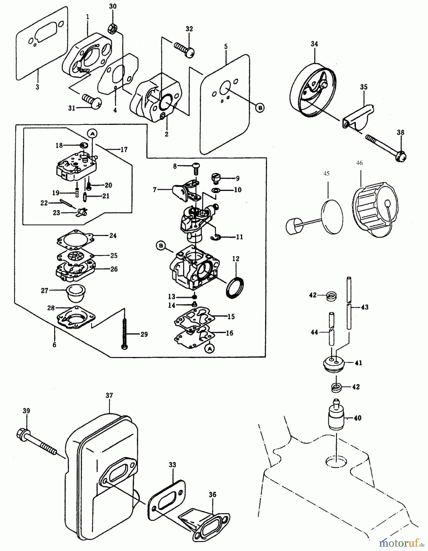 Toro Neu Blowers/Vacuums/Chippers/Shredders 53047 (BP 6900) - Toro BP 6900 Back Pack Blower, 2000 (200000001-200999999) CARBURETOR ASSEMBLY