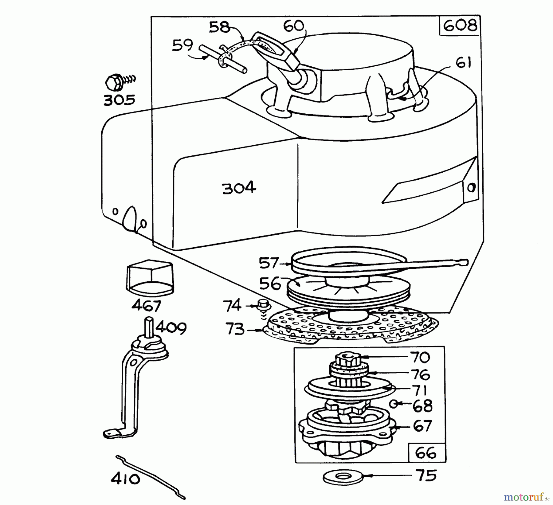 Toro Neu Blowers/Vacuums/Chippers/Shredders 62835 - Toro Shredder, 1972 (2000001-2999999) REWIND STARTER