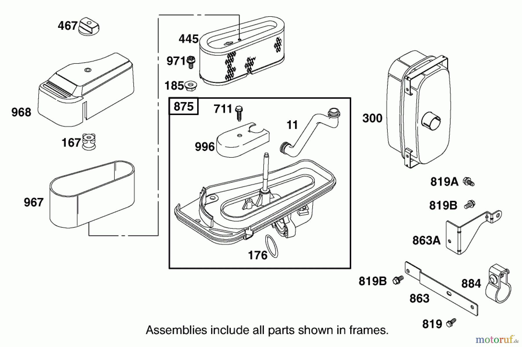 Toro Neu Mowers, Zero-Turn 74501 (Z16-44) - Toro Z16-44 TimeCutter Z Riding Mower, 2002 (220000001-220999999) AIR CLEANER ASSEMBLY BRIGGS AND STRATTON 311777-0117-E1