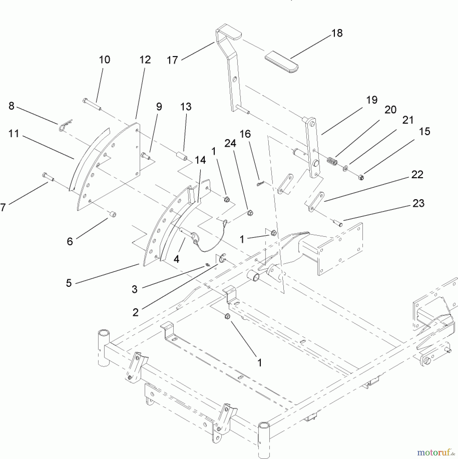  Toro Neu Mowers, Zero-Turn 74603 (ZX440) - Toro TimeCutter ZX440 Riding Mower, 2006 (260000001-260999999) HEIGHT-OF-CUT HANDLE AND PLATE ASSEMBLY