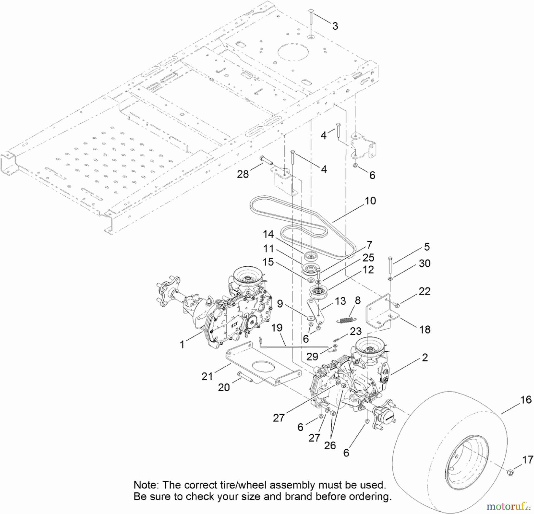  Toro Neu Mowers, Zero-Turn 74622 (4200) - Toro TimeCutter SS 4200 Riding Mower, 2011 (311000001-311999999) HYDRO TRANSAXLE DRIVE AND REAR WHEEL ASSEMBLY