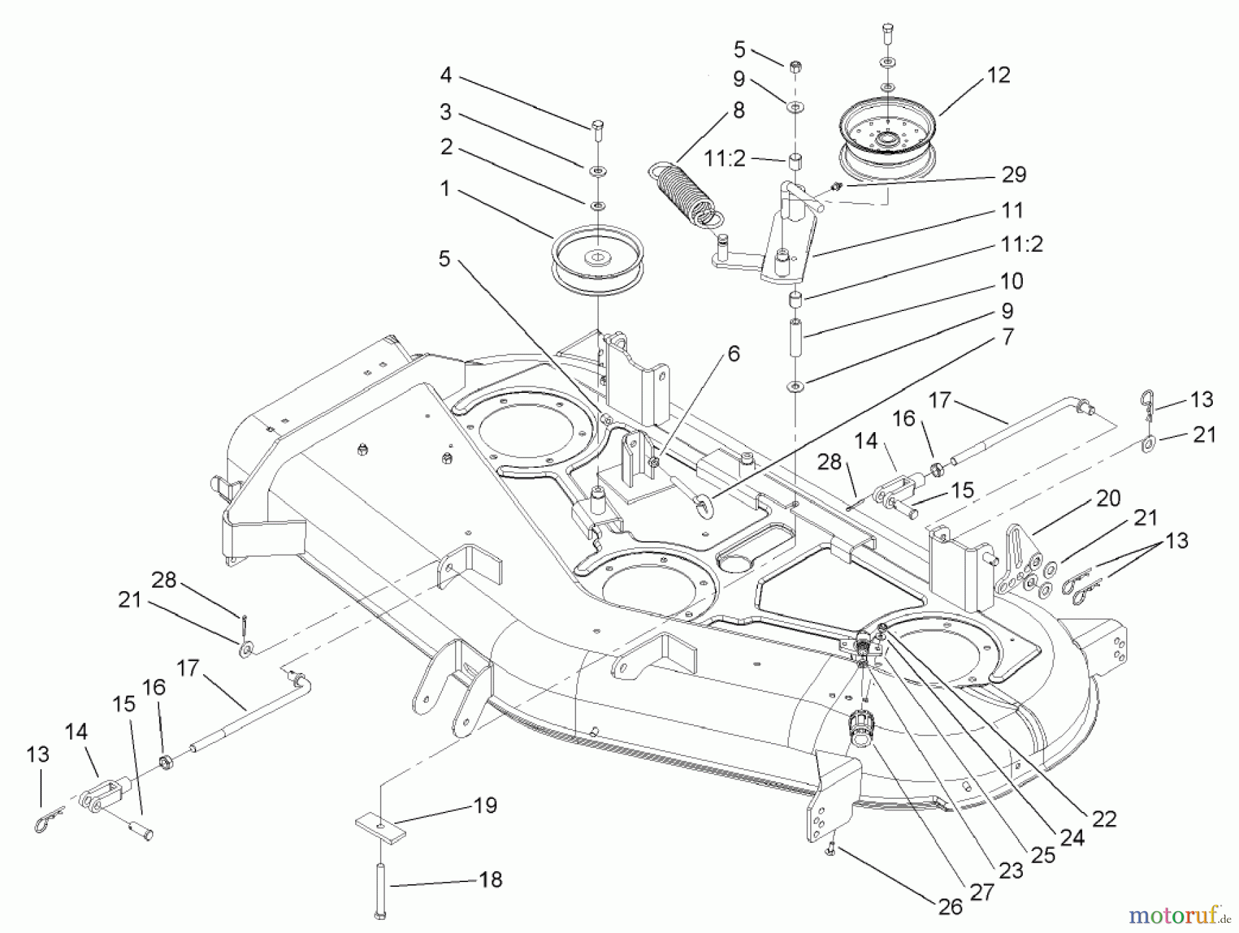  Toro Neu Mowers, Zero-Turn 74701 (17-52ZX) - Toro 17-52ZX TimeCutter ZX Riding Mower, 2003 (230000001-230999999) 52IN DECK BELT DRIVE AND LIFT ASSEMBLY