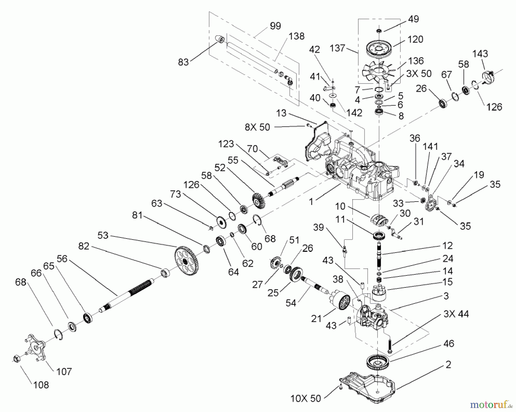  Toro Neu Mowers, Zero-Turn 74701 (17-52ZX) - Toro 17-52ZX TimeCutter ZX Riding Mower, 2003 (230000001-230999999) RH HYDRO TRANSAXLE ASSEMBLY NO. 107-1708
