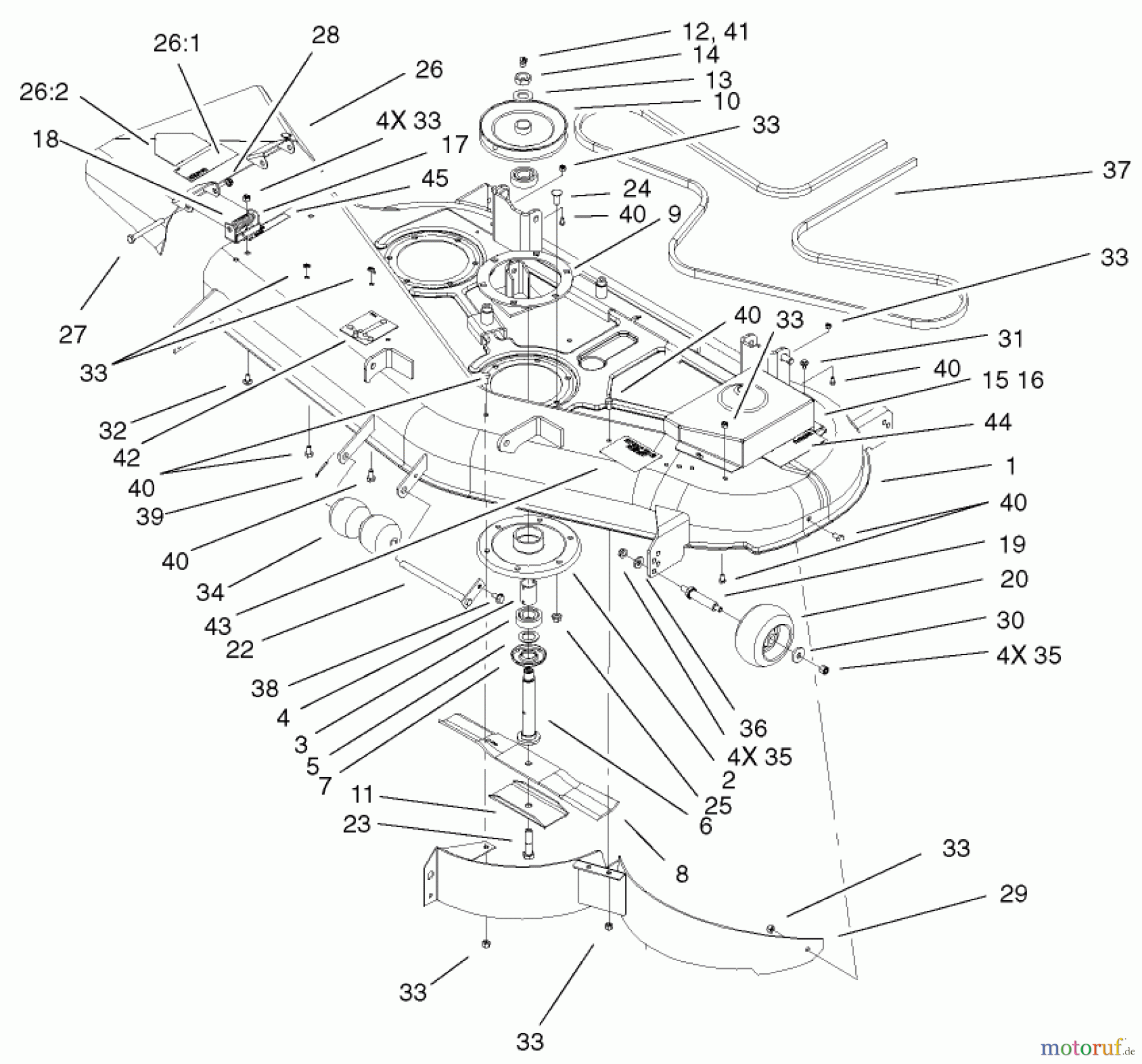  Toro Neu Mowers, Zero-Turn 74701 (Z17-52) - Toro Z17-52 TimeCutter Z Riding Mower, 2001 (210000001-210999999) DECK ASSEMBLY