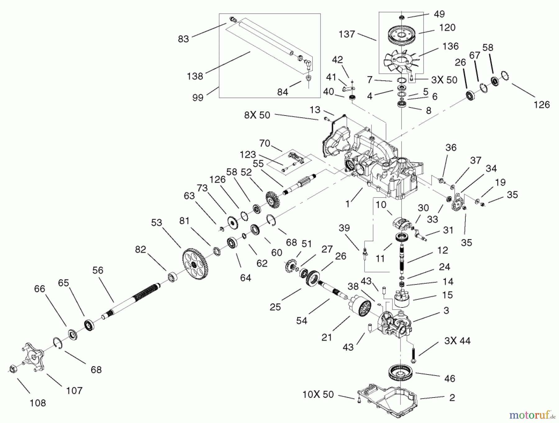  Toro Neu Mowers, Zero-Turn 74701 (Z17-52) - Toro Z17-52 TimeCutter Z Riding Mower, 2002 (220000001-220999999) RH HYDRO TRANSAXLE ASSEMBLY NO. 100-7360