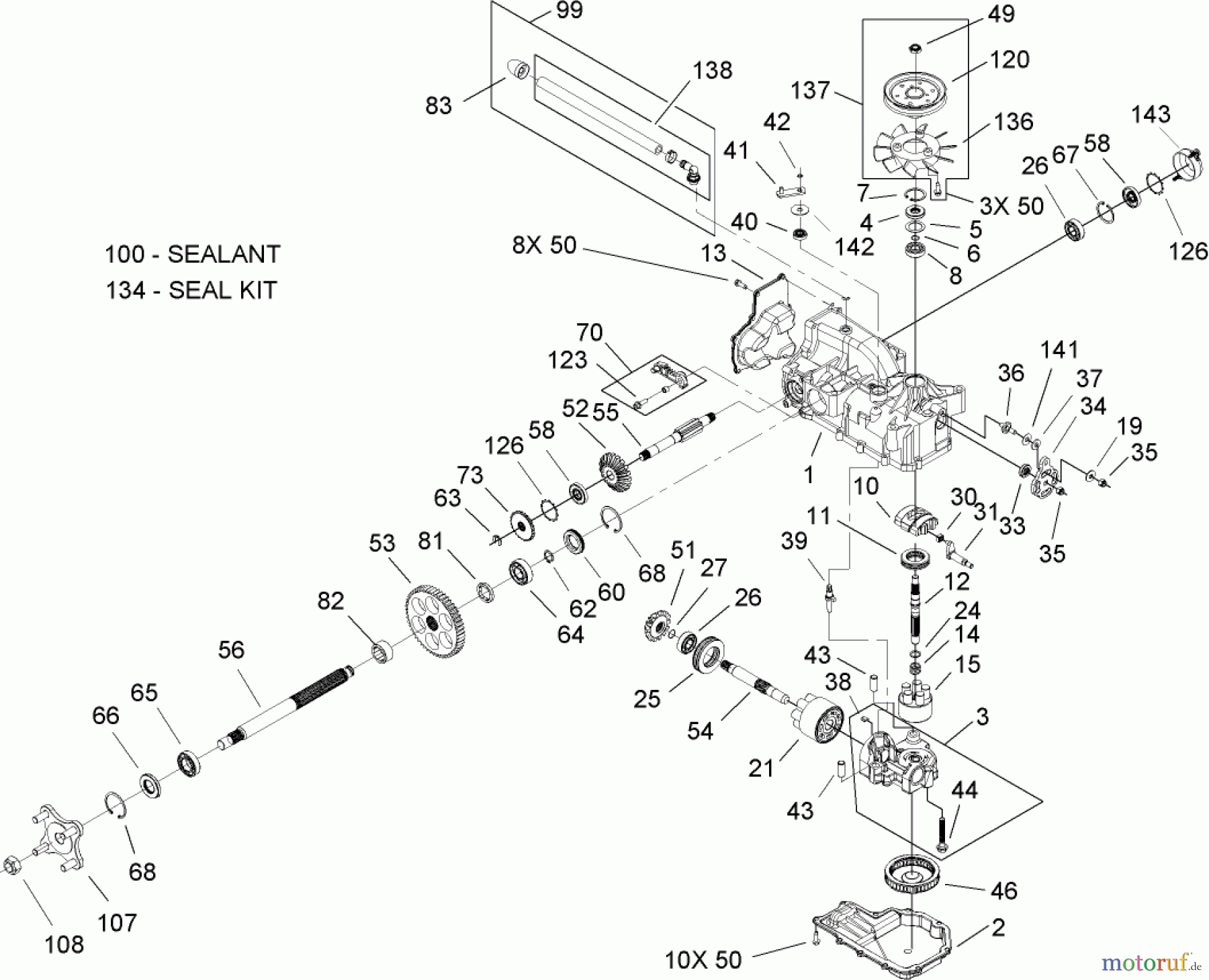  Toro Neu Mowers, Zero-Turn 74702 (18-52ZX) - Toro 18-52ZX TimeCutter ZX Riding Mower, 2004 (240000001-240000199) RH HYDRO TRANSAXLE ASSEMBLY NO. 107-1708