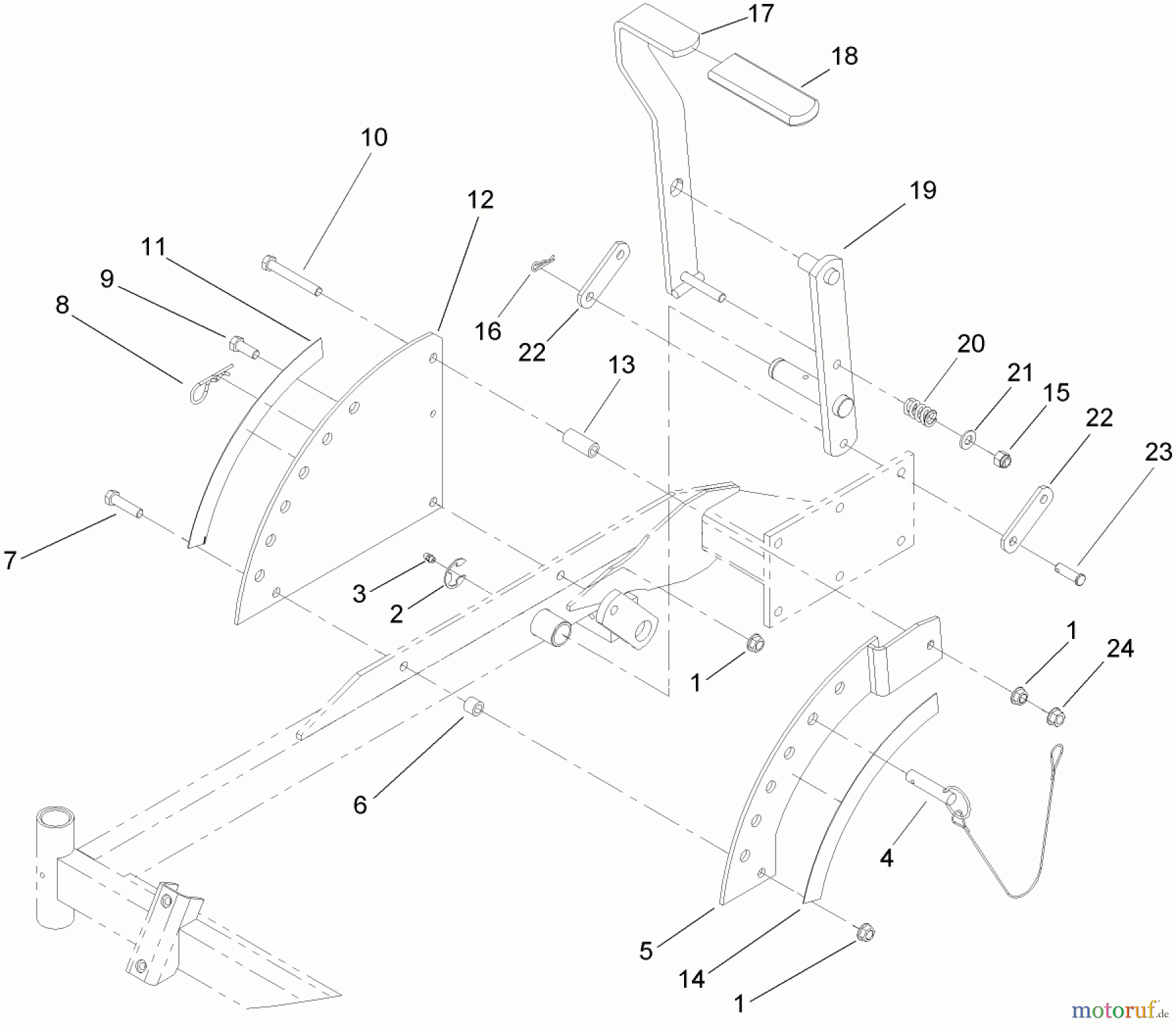  Toro Neu Mowers, Zero-Turn 74704 (ZX480) - Toro TimeCutter ZX480 Riding Mower, 2005 (250000001-250999999) DECK HEIGHT CONTROL ASSEMBLY
