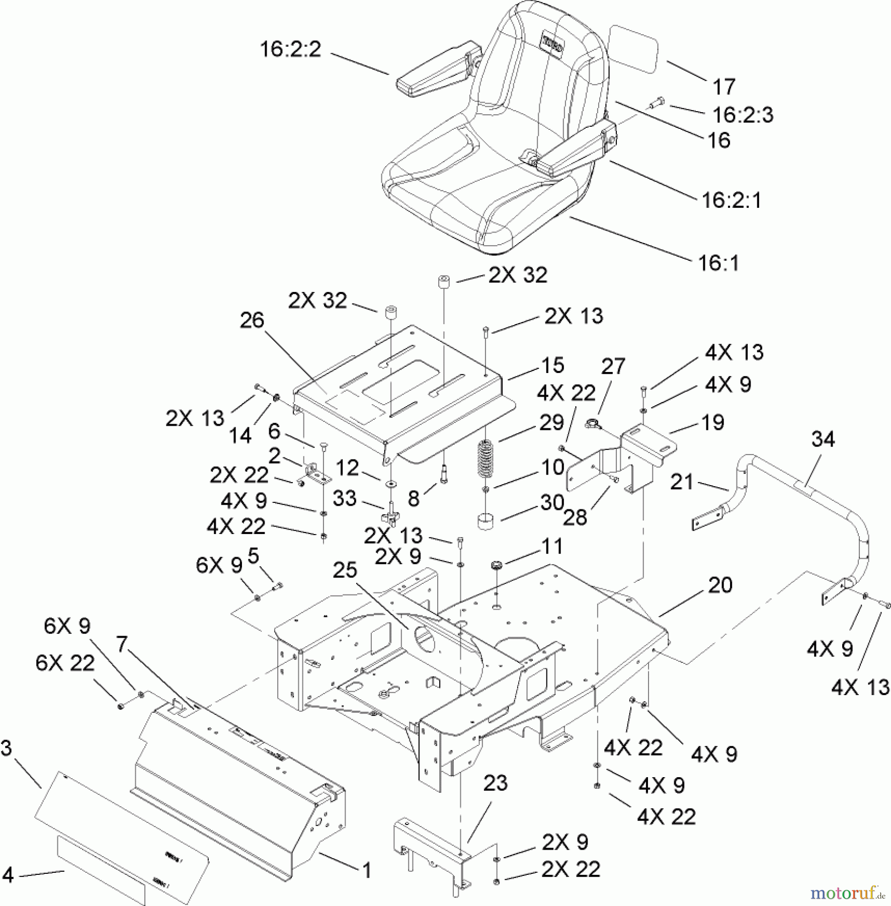  Toro Neu Mowers, Zero-Turn 74704 (ZX480) - Toro TimeCutter ZX480 Riding Mower, 2006 (260000001-260999999) MAIN FRAME ASSEMBLY