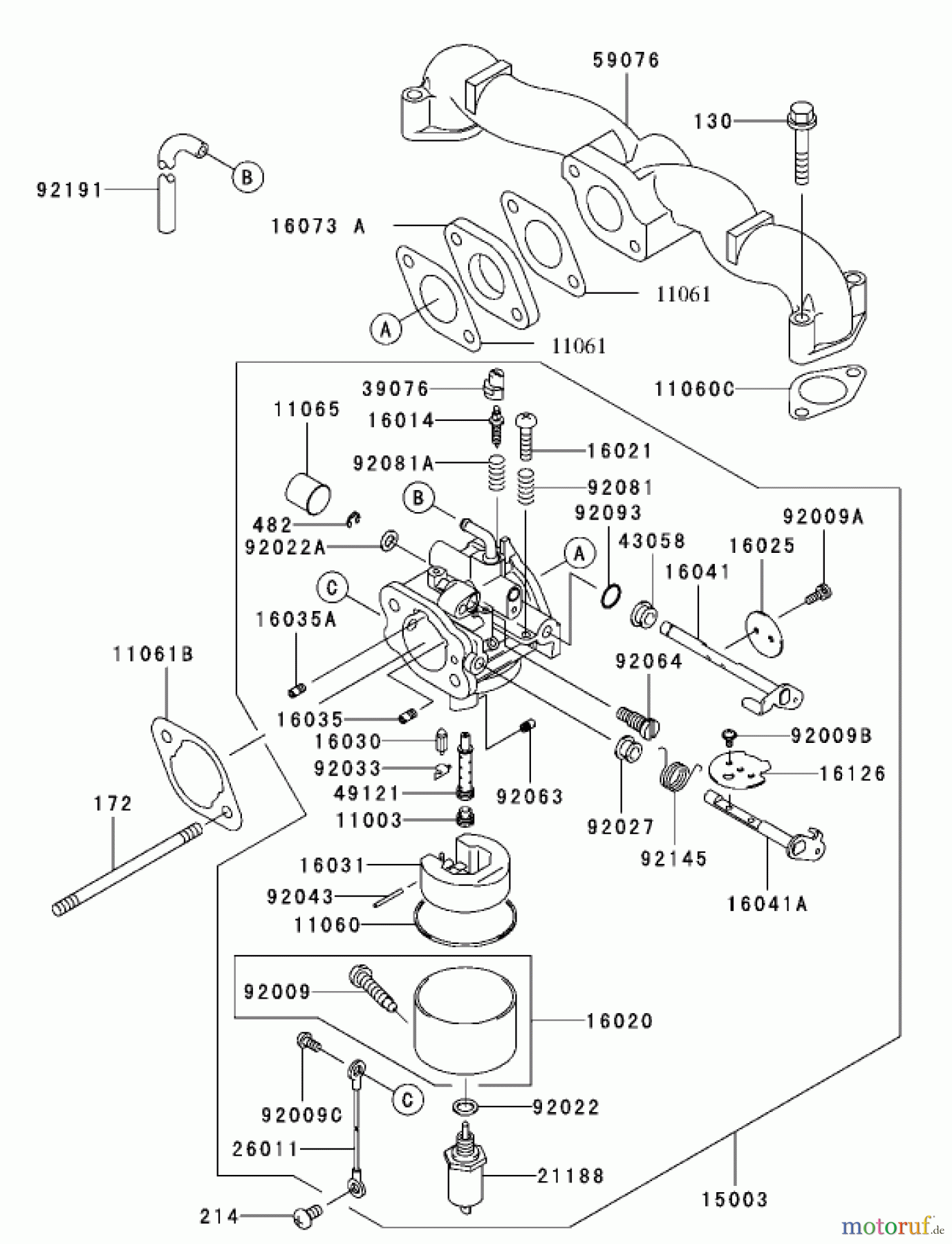  Toro Neu Mowers, Zero-Turn 74801 (18-52ZX) - Toro 18-52ZX TimeCutter ZX Riding Mower, 2003 (230000001-230999999) CARBURETOR ASSEMBLY KAWASAKI FH531V-CS07
