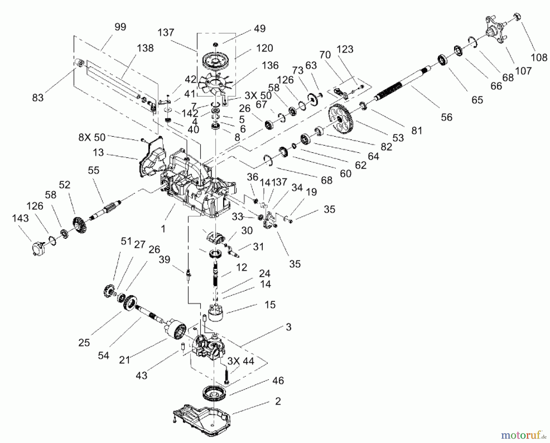Toro Neu Mowers, Zero-Turn 74801 (18-52ZX) - Toro 18-52ZX TimeCutter ZX Riding Mower, 2003 (230000001-230999999) LH HYDRO TRANSAXLE ASSEMBLY NO. 107-1709