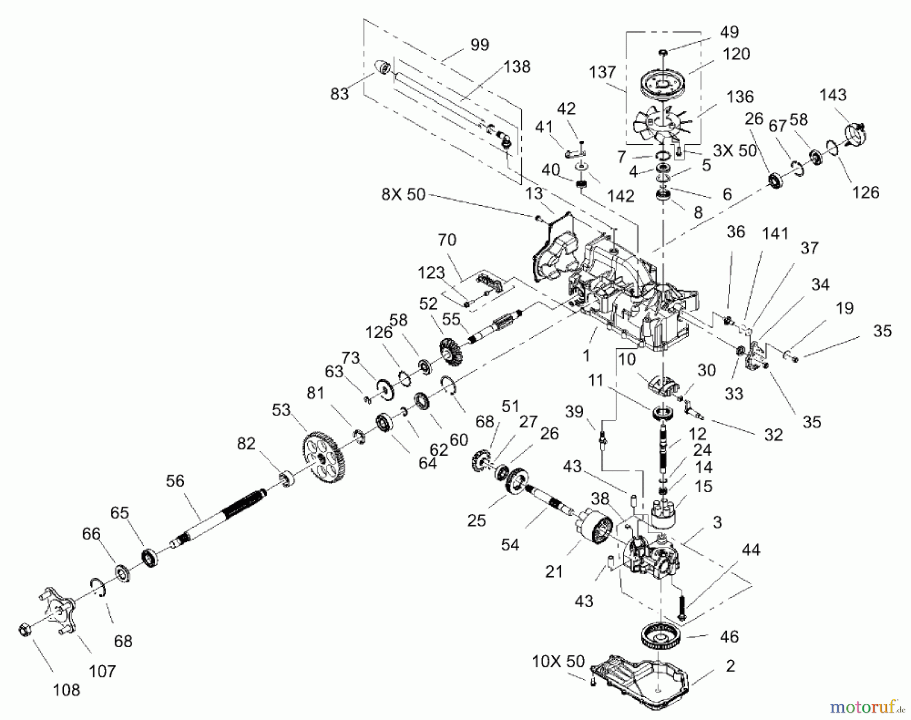  Toro Neu Mowers, Zero-Turn 74801 (18-52ZX) - Toro 18-52ZX TimeCutter ZX Riding Mower, 2003 (230000001-230999999) RH HYDRO TRANSAXLE ASSEMBLY NO. 107-1708