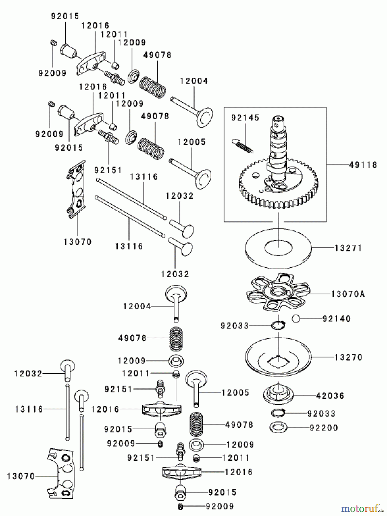  Toro Neu Mowers, Zero-Turn 74801 (Z18-52) - Toro Z18-52 TimeCutter Z Riding Mower, 2002 (220000001-220999999) VALVE / CAMSHAFT ASSEMBLY KAWASAKI FH 531V-AS07