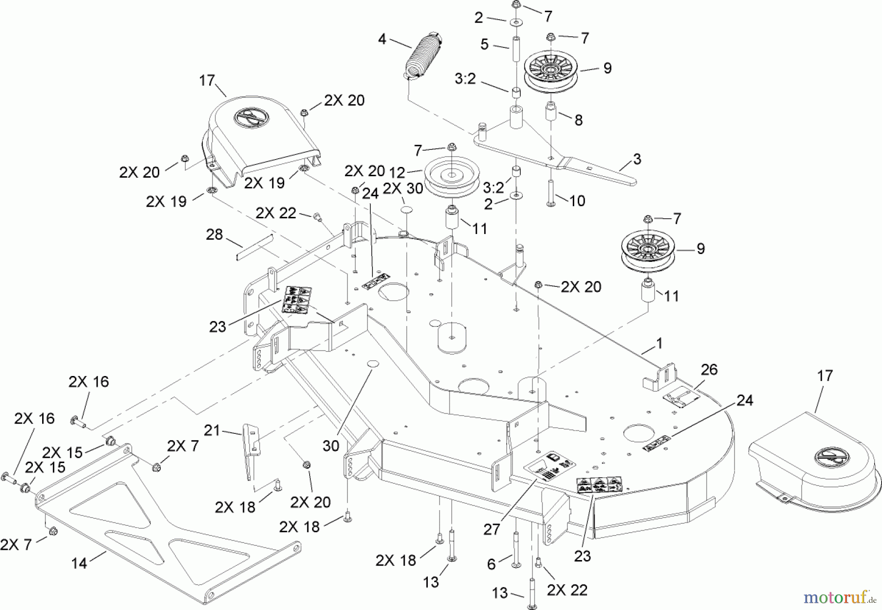  Toro Neu Mowers, Zero-Turn 74812 (Z4800) - Toro TITAN Z4800 Zero-Turn-Radius Riding Mower, 2007 (270000001-270999999) 48 INCH DECK ASSEMBLY