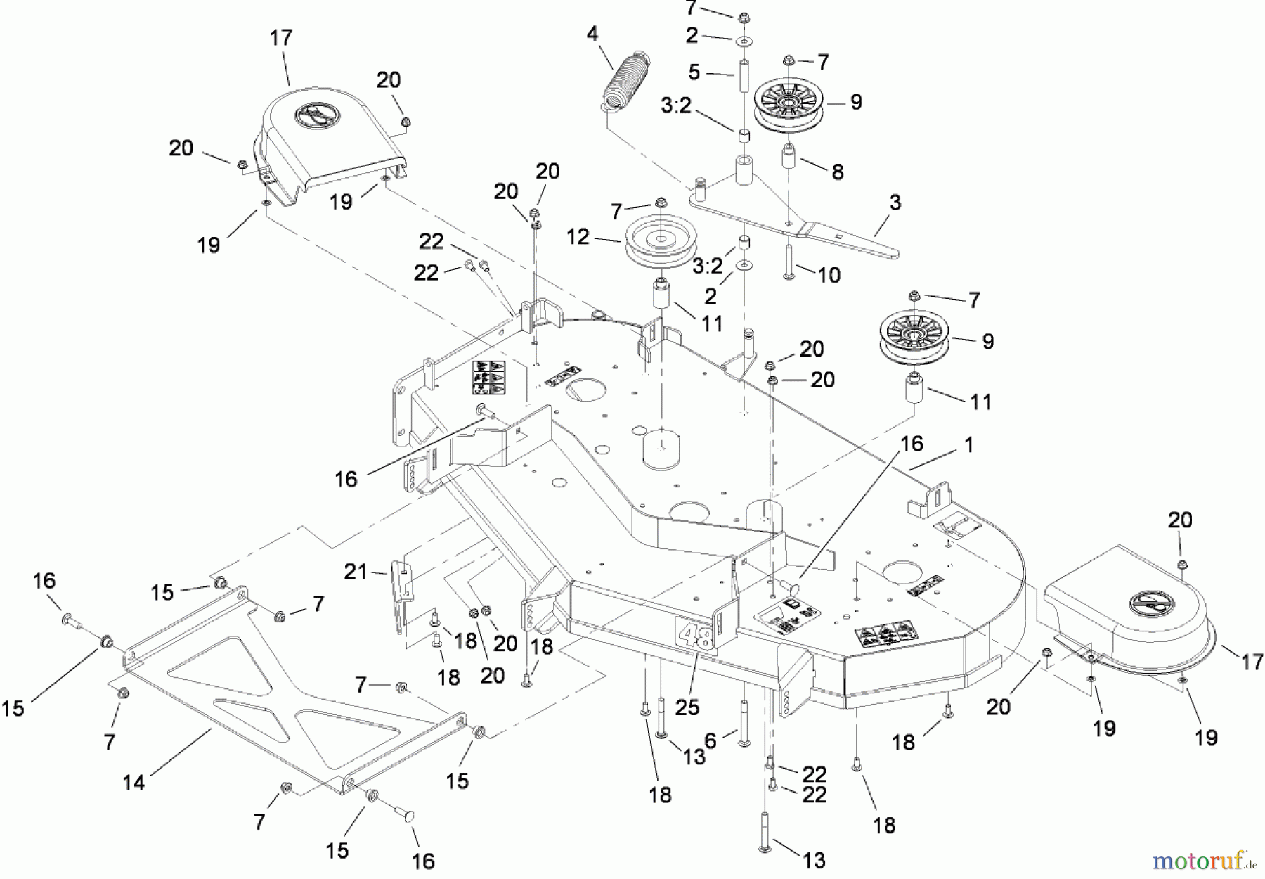  Toro Neu Mowers, Zero-Turn 74812 (Z4800) - Toro TITAN Z4800 Zero-Turn-Radius Riding Mower, 2008 (280000001-280999999) 48 INCH DECK ASSEMBLY