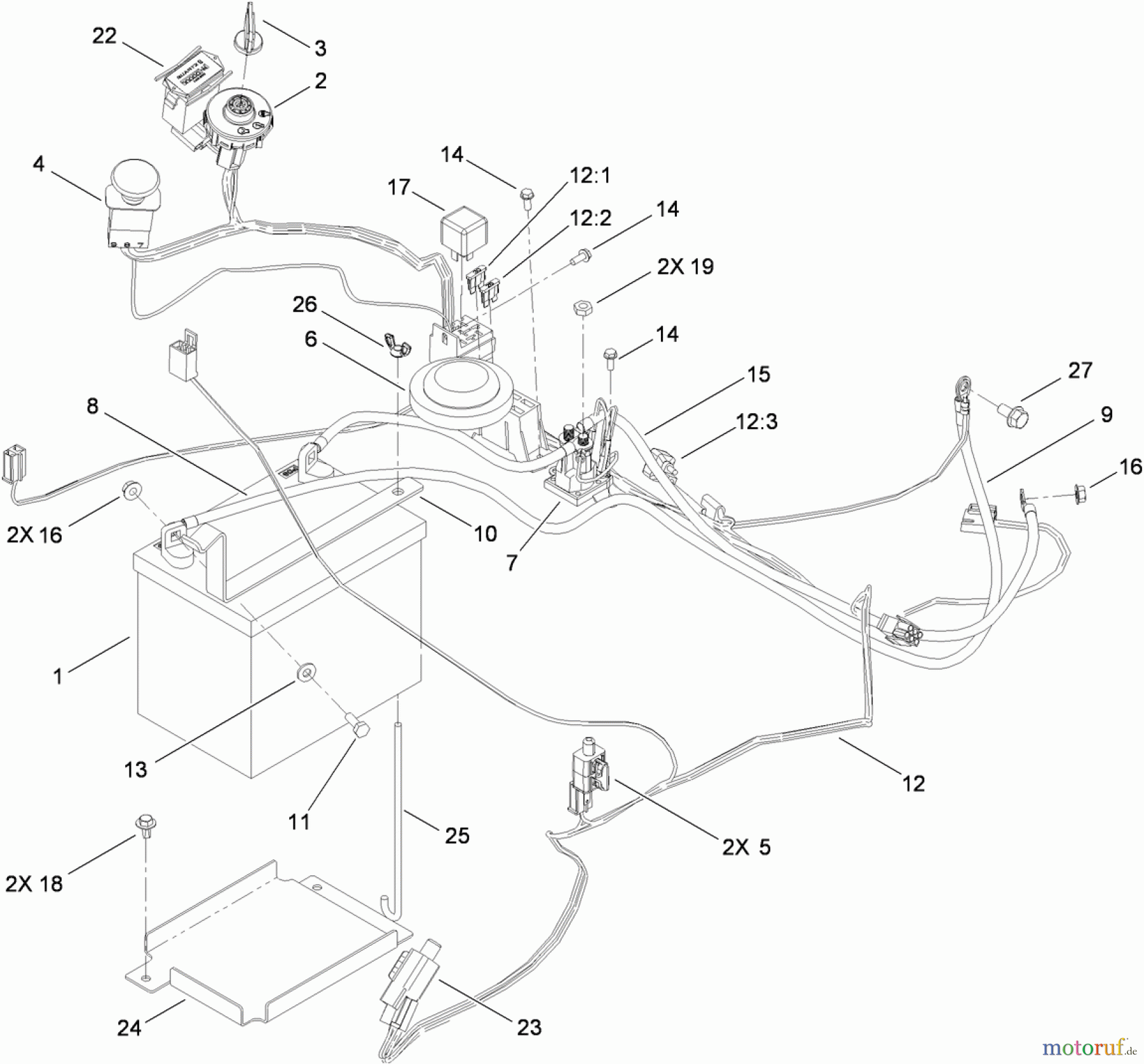 Toro Neu Mowers, Zero-Turn 74824 (ZX6050) - Toro TITAN ZX6050 Zero-Turn-Radius Riding Mower, 2010 (310000001-310999999) ELECTRICAL ASSEMBLY
