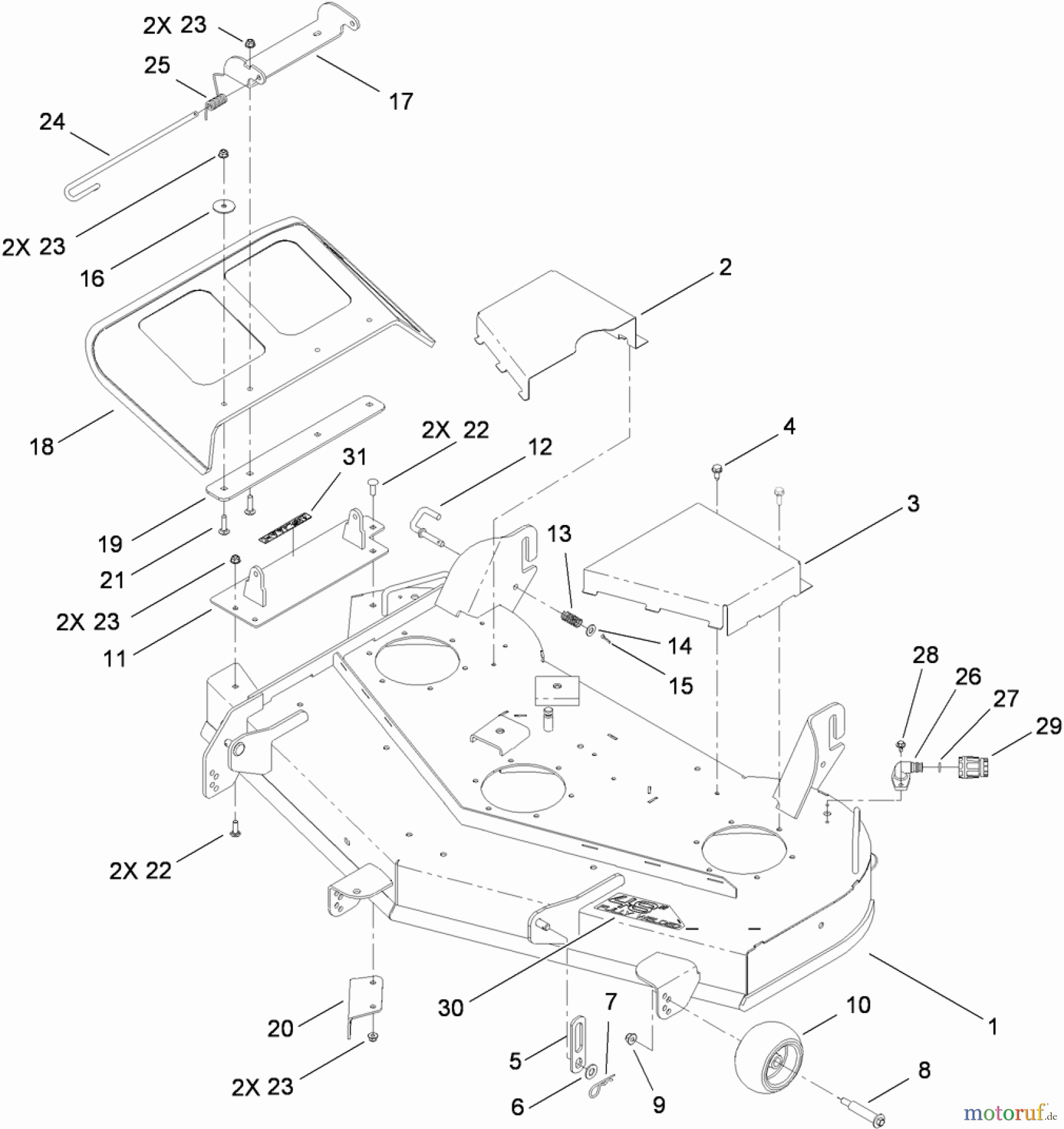  Toro Neu Mowers, Zero-Turn 74830 (ZX4800) - Toro TITAN ZX4800 Zero-Turn-Radius Riding Mower, 2010 (310000001-310999999) 48 INCH DECK ASSEMBLY
