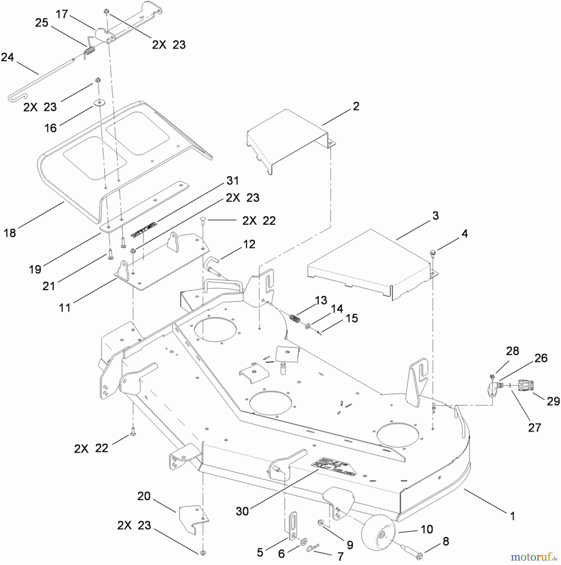 Toro Neu Mowers, Zero-Turn 74832 (ZX5450) - Toro TITAN ZX5450 Zero-Turn-Radius Riding Mower, 2010 (310000001-310999999) 54 INCH DECK ASSEMBLY