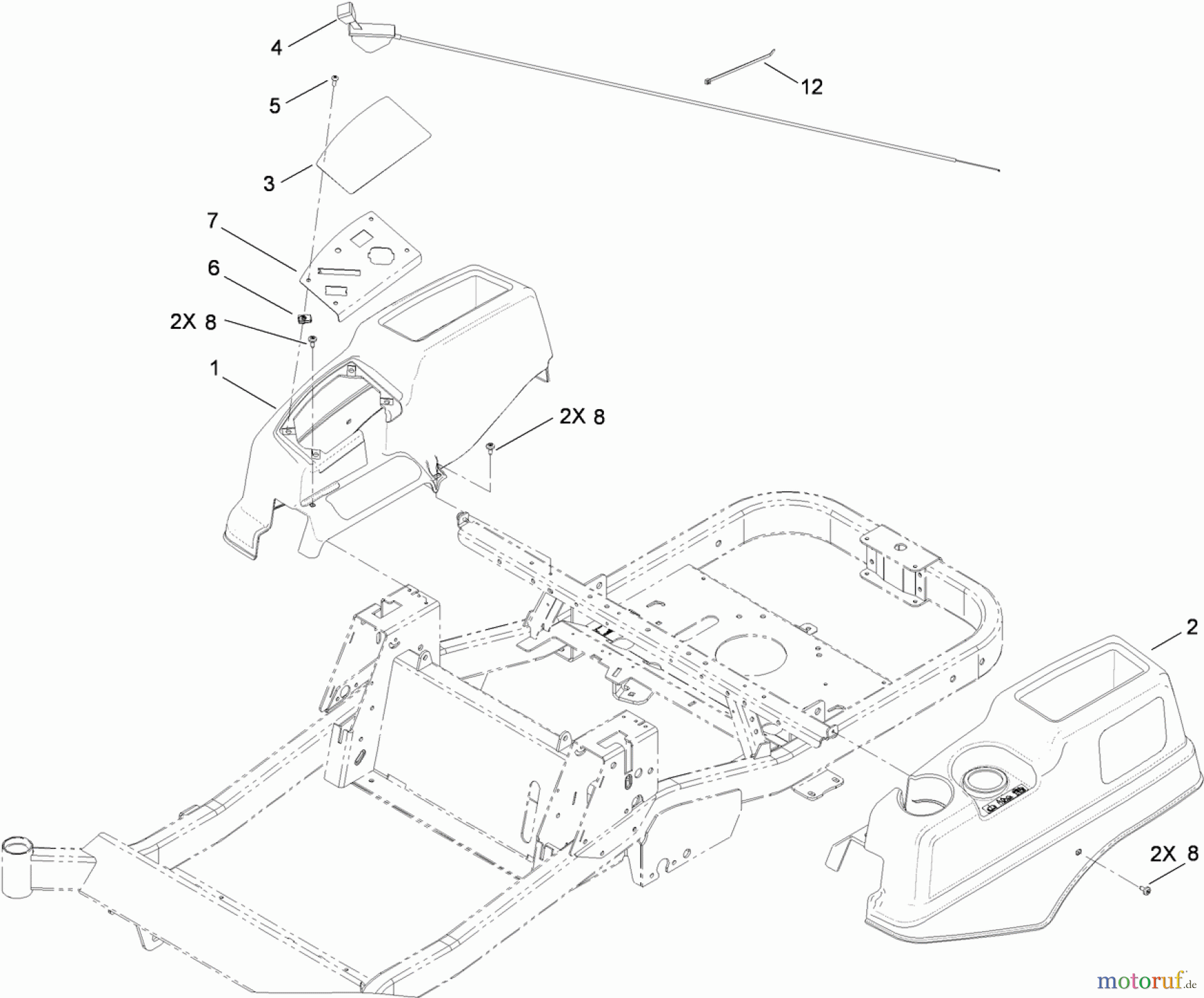 Toro Neu Mowers, Zero-Turn 74832 (ZX5450) - Toro TITAN ZX5450 Zero-Turn-Radius Riding Mower, 2010 (310000001-310999999) BODY AND STYLING ASSEMBLY