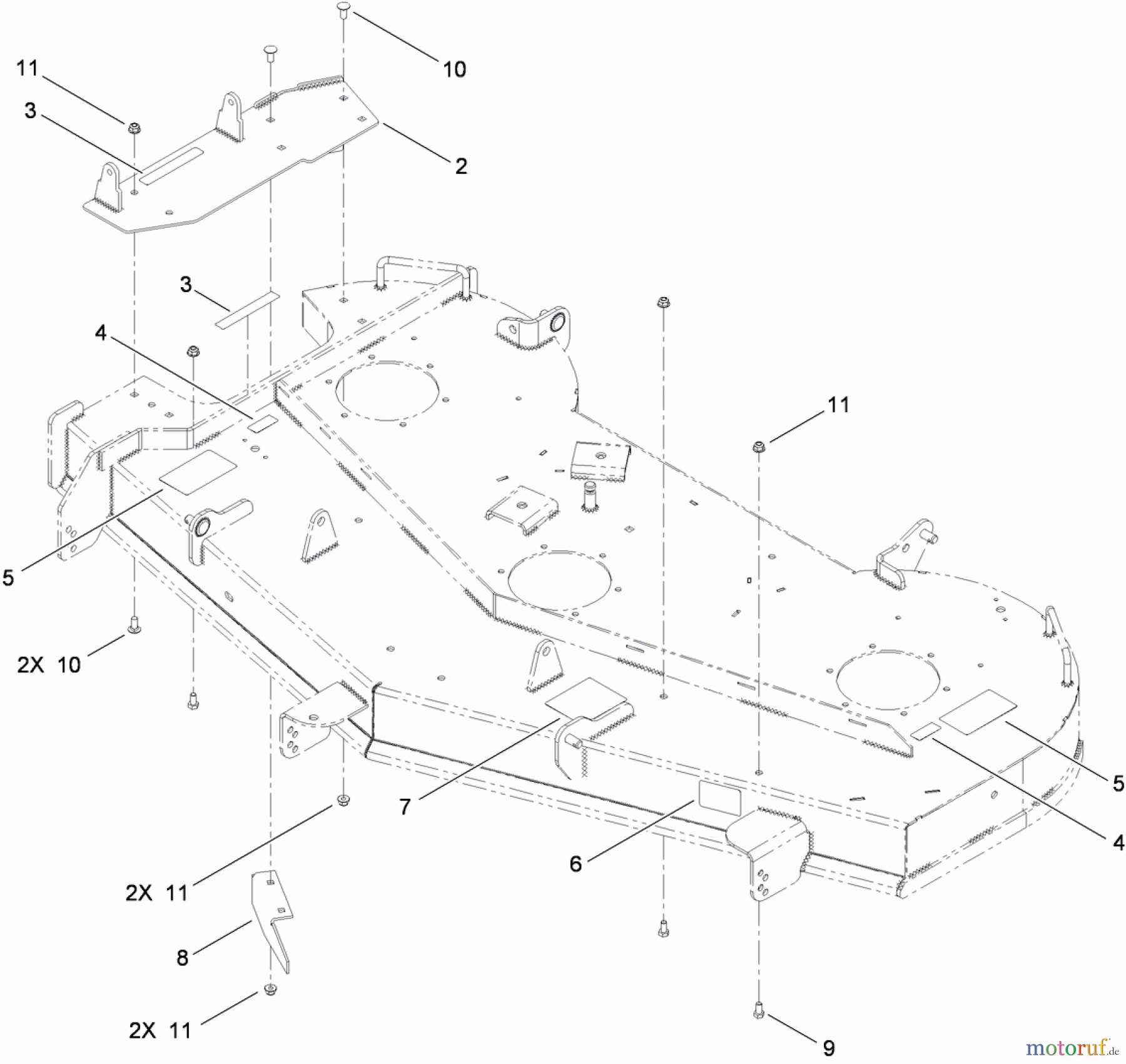  Toro Neu Mowers, Zero-Turn 74833 (ZX6030) - Toro TITAN ZX6030 Zero-Turn-Radius Riding Mower, 2010 (310000001-310999999) 60 INCH DECK AND DECAL ASSEMBLY