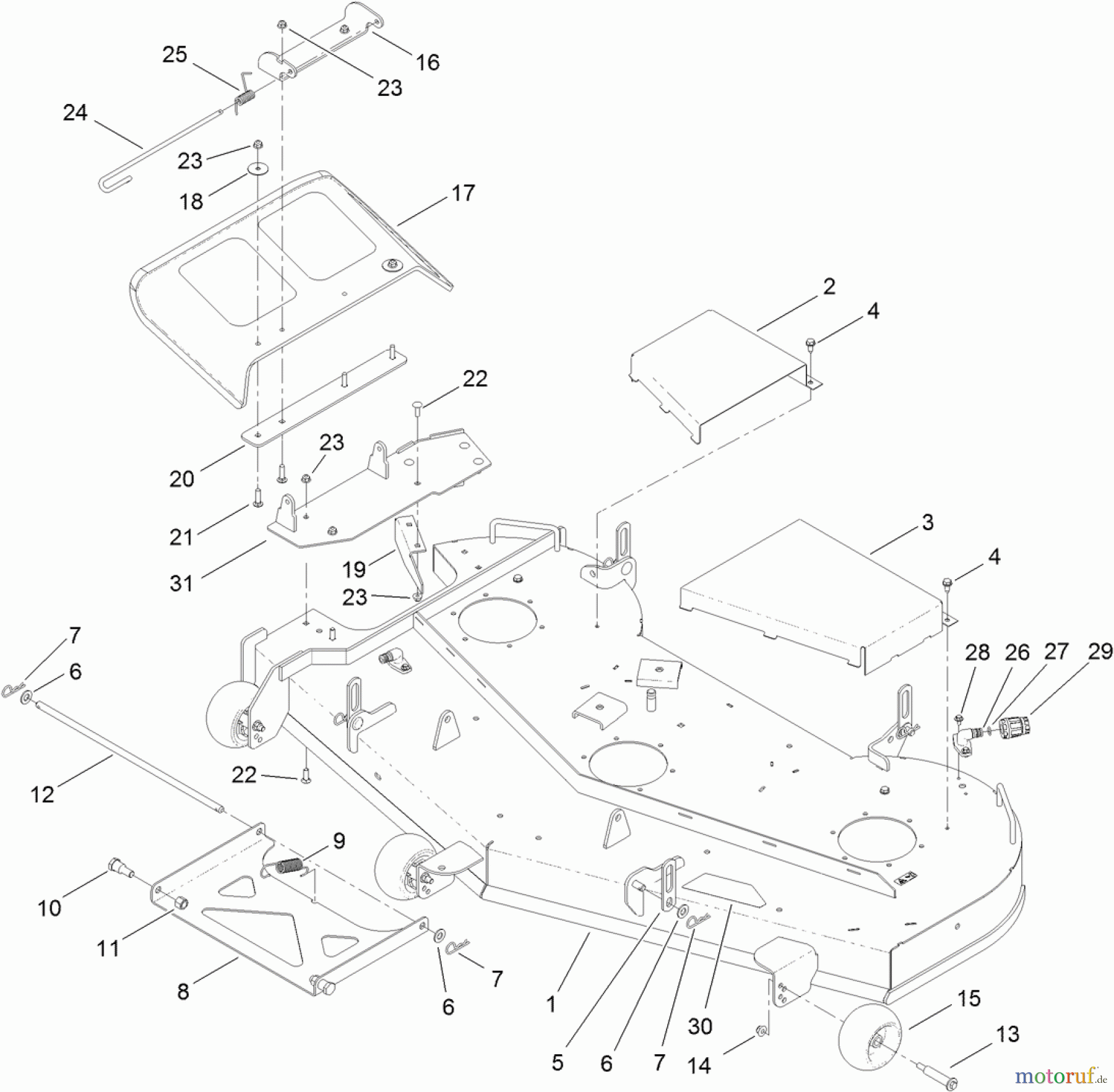  Toro Neu Mowers, Zero-Turn 74843 (ZX6020) - Toro TITAN ZX6020 Zero-Turn-Radius Riding Mower, 2011 (311000001-311999999) 60 INCH DECK ASSEMBLY