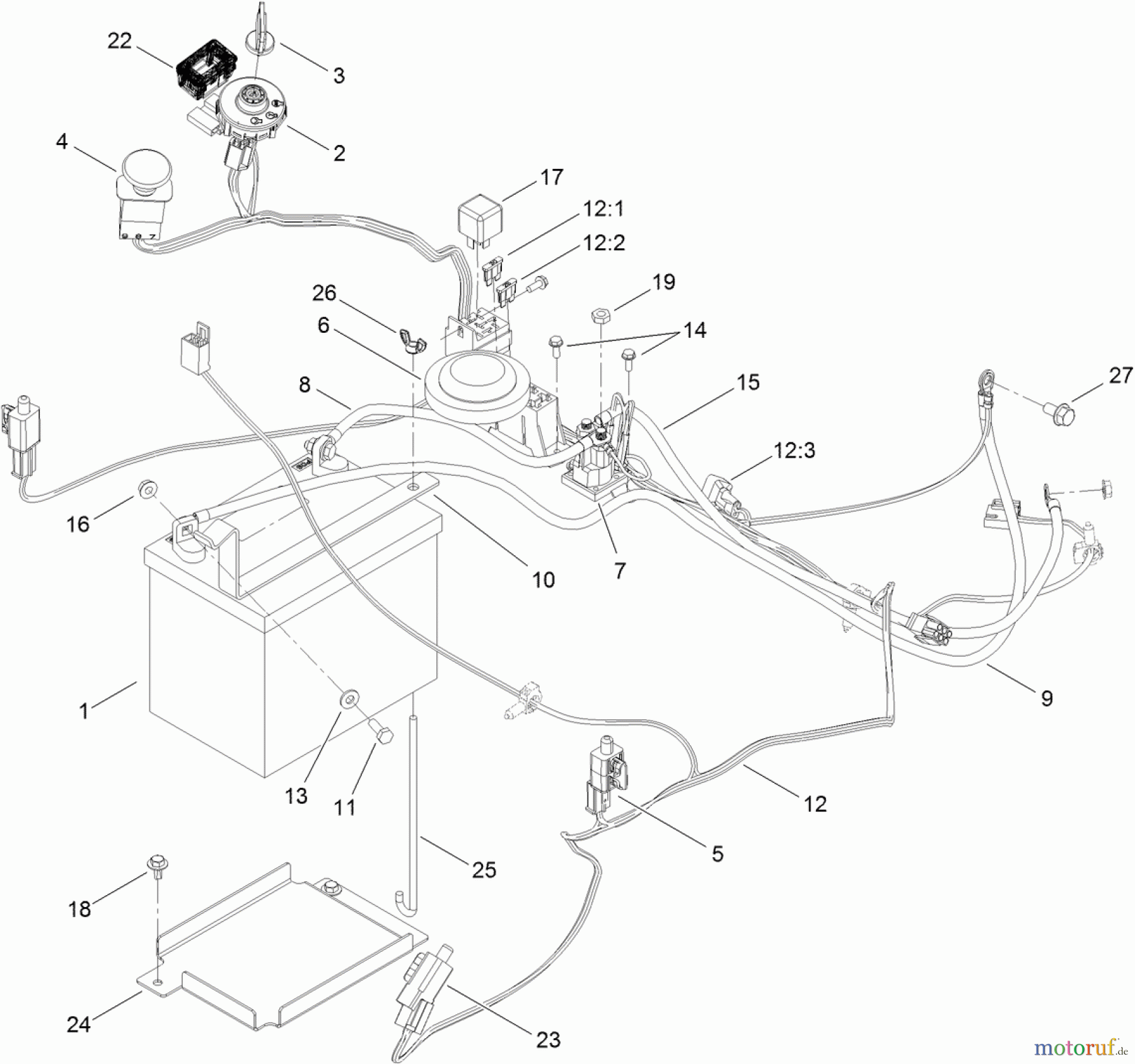  Toro Neu Mowers, Zero-Turn 74843 (ZX6020) - Toro TITAN ZX6020 Zero-Turn-Radius Riding Mower, 2011 (311000001-311999999) ELECTRICAL ASSEMBLY