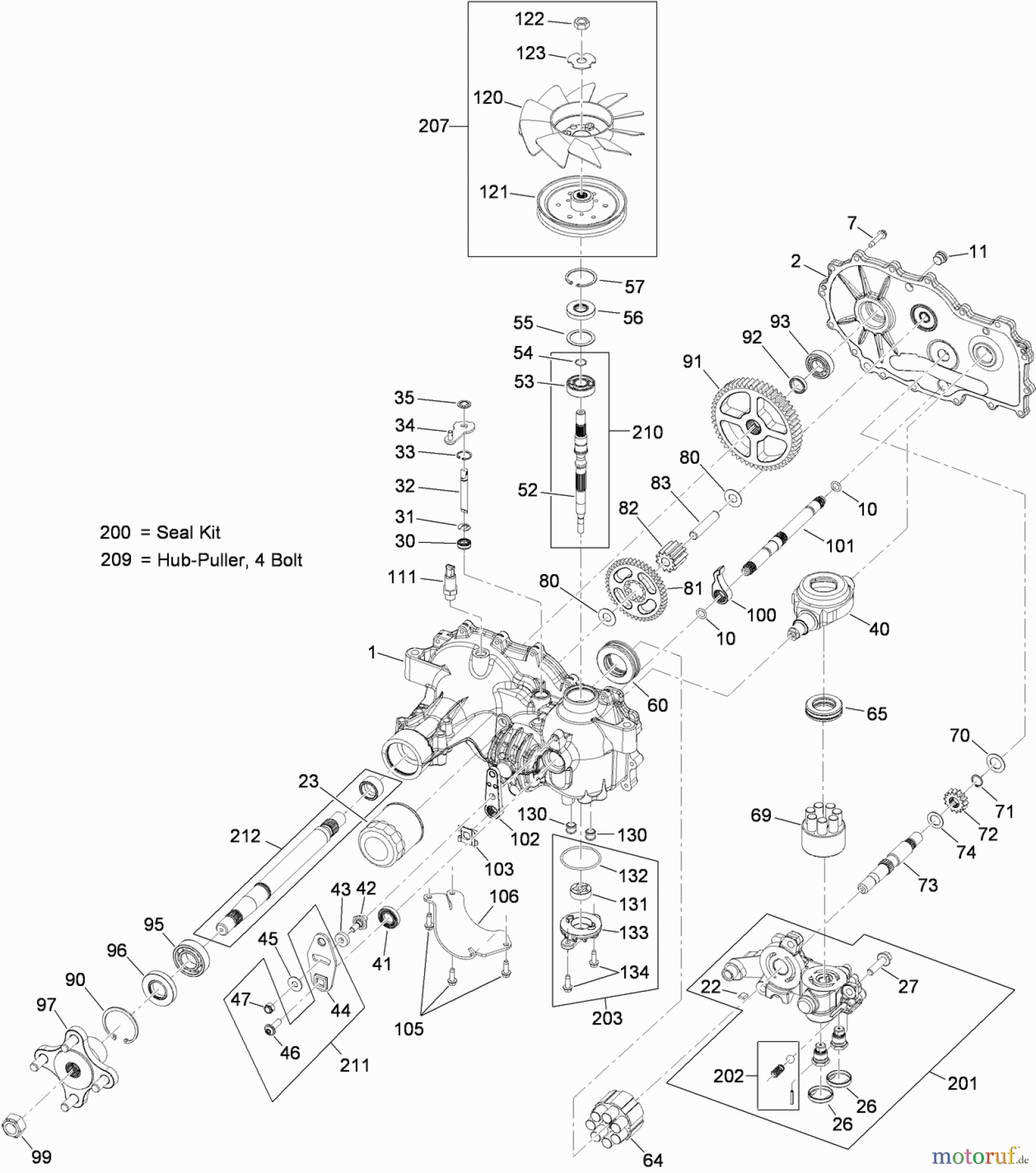  Toro Neu Mowers, Zero-Turn 74920 (ZX4820) - Toro TITAN ZX4820 Zero-Turn-Radius Riding Mower, 2011 (311000001-311999999) RH HYDRO ASSEMBLY NO. 115-2550