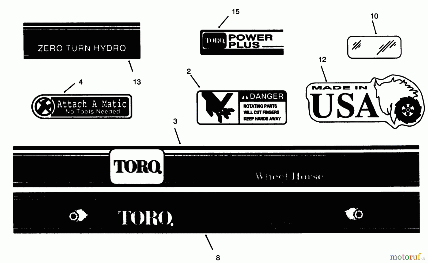 Toro Neu Mowers, Zero-Turn Y1-20OE03 (620-Z) - Toro 620-Z Tractor, 1992 (2000001-2999999) DECALS #2