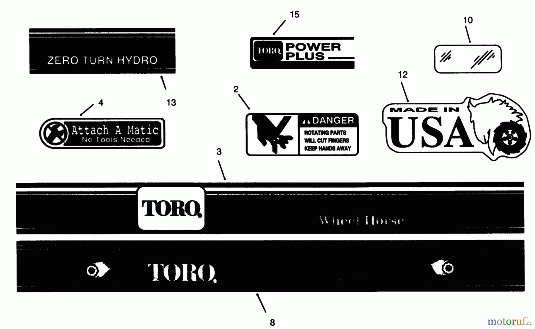 Toro Neu Mowers, Zero-Turn Y1-20OE03 (620-Z) - Toro 620-Z Tractor, 1992 (2000001-2999999) DECALS #2