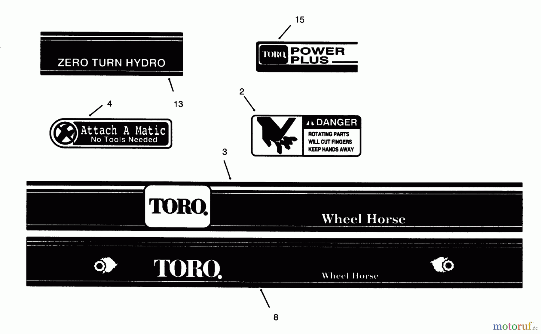  Toro Neu Mowers, Zero-Turn Y1-16OEE4 (616-Z) - Toro 616-Z Tractor, 1992 (2000001-2999999) DECALS #2