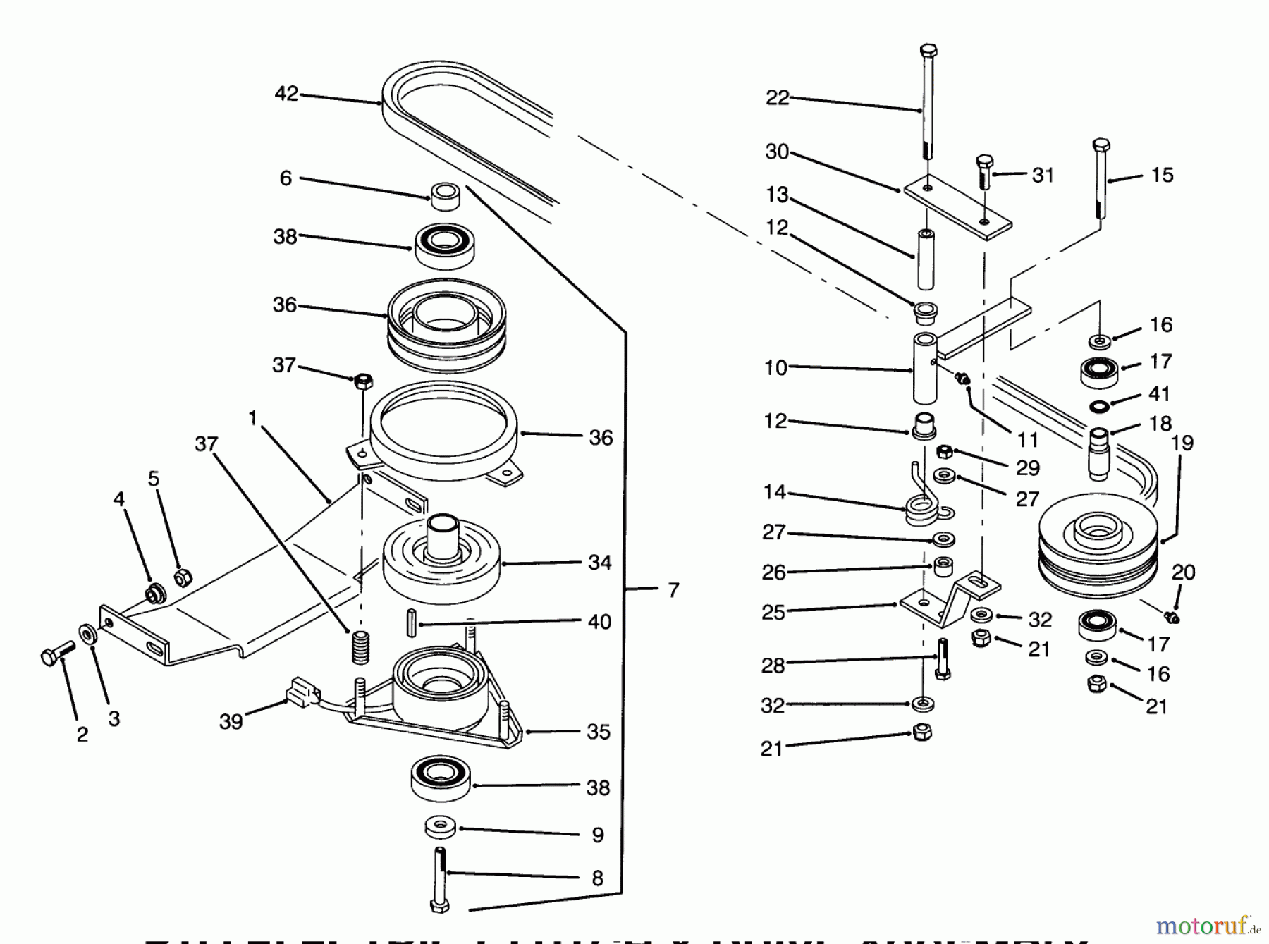  Toro Neu Mowers, Zero-Turn Y1-16OEE4 (616-Z) - Toro 616-Z Tractor, 1992 (2000001-2999999) PTO ELECTRIC CLUTCH & DRIVE ASSEMBLY