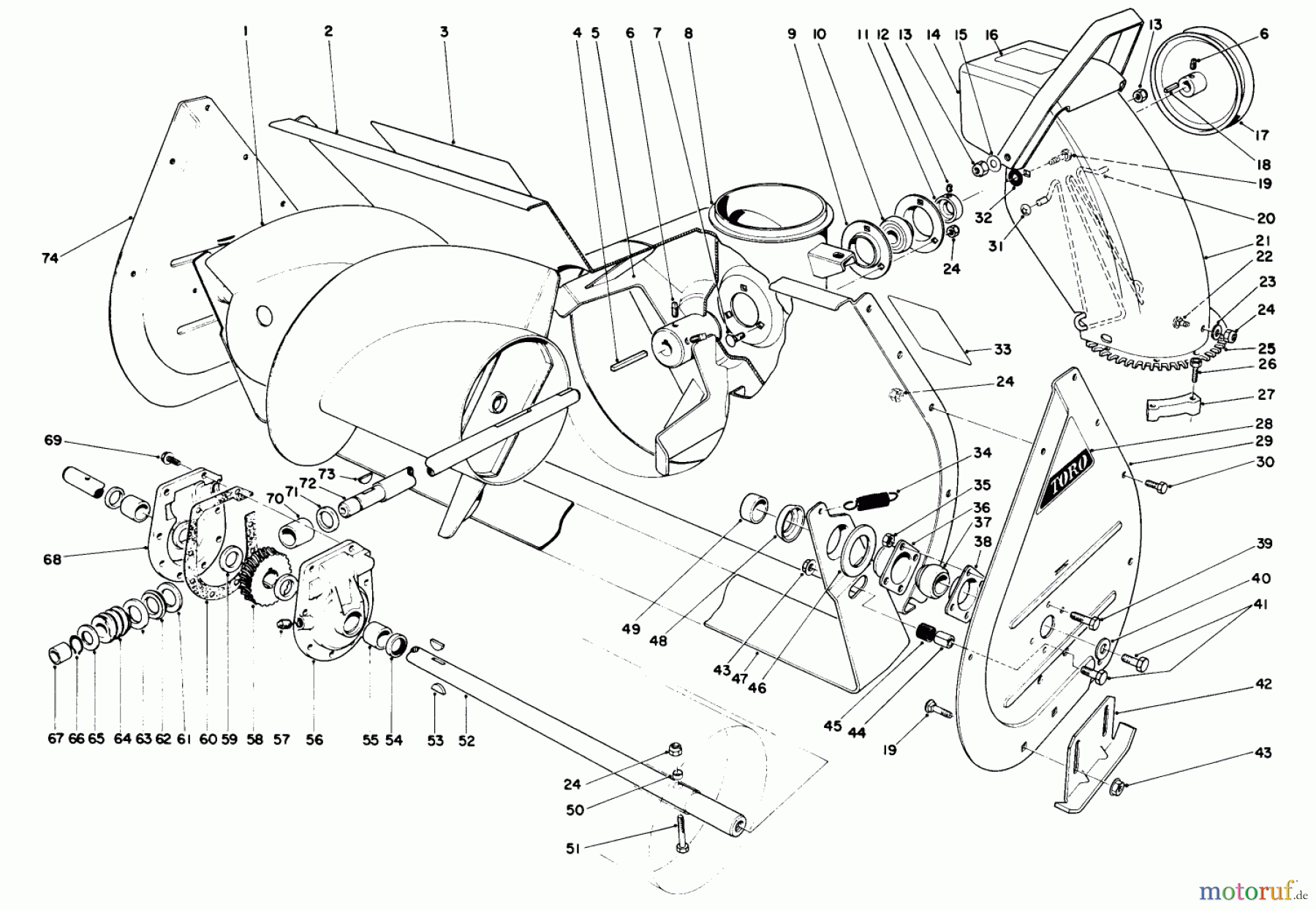  Toro Neu Snow Blowers/Snow Throwers Seite 1 38090 (1132) - Toro 1132 Snowthrower, 1987 (7000001-7999999) AUGER ASSEMBLY