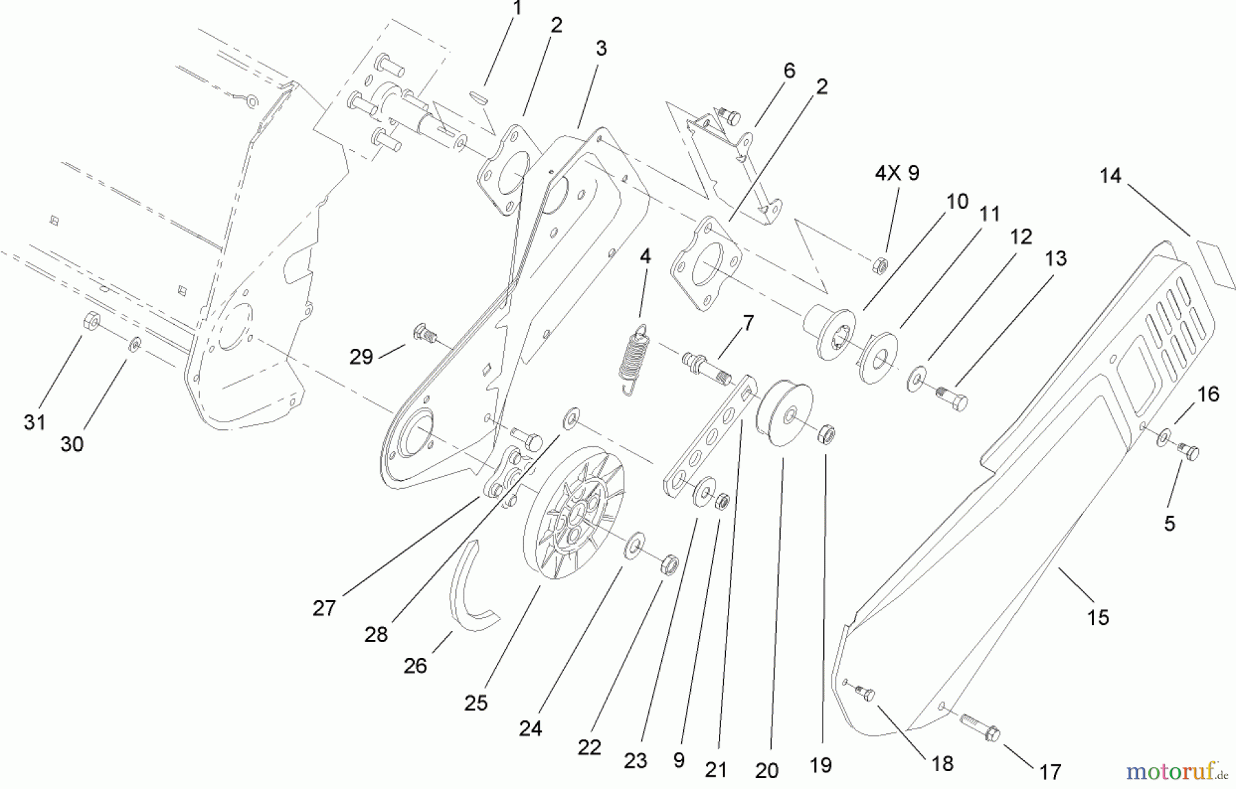 Toro Neu Snow Blowers/Snow Throwers Seite 1 38172 - Toro Powerlite Snowthrower, 2008 (280000001-280999999) ROTOR DRIVE ASSEMBLY