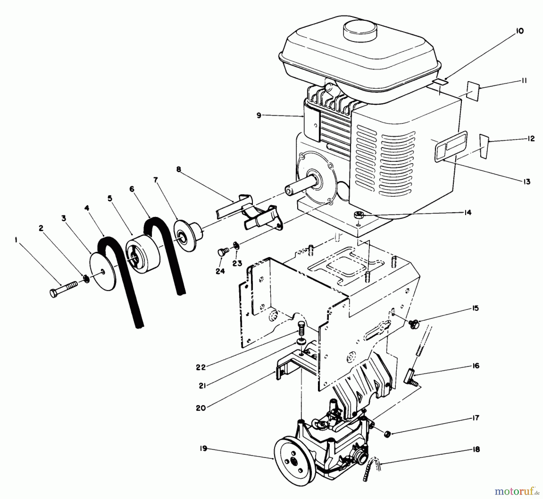  Toro Neu Snow Blowers/Snow Throwers Seite 1 38505 (624) - Toro 624 Power Shift Snowthrower, 1989 (9000001-9999999) ENGINE ASSEMBLY
