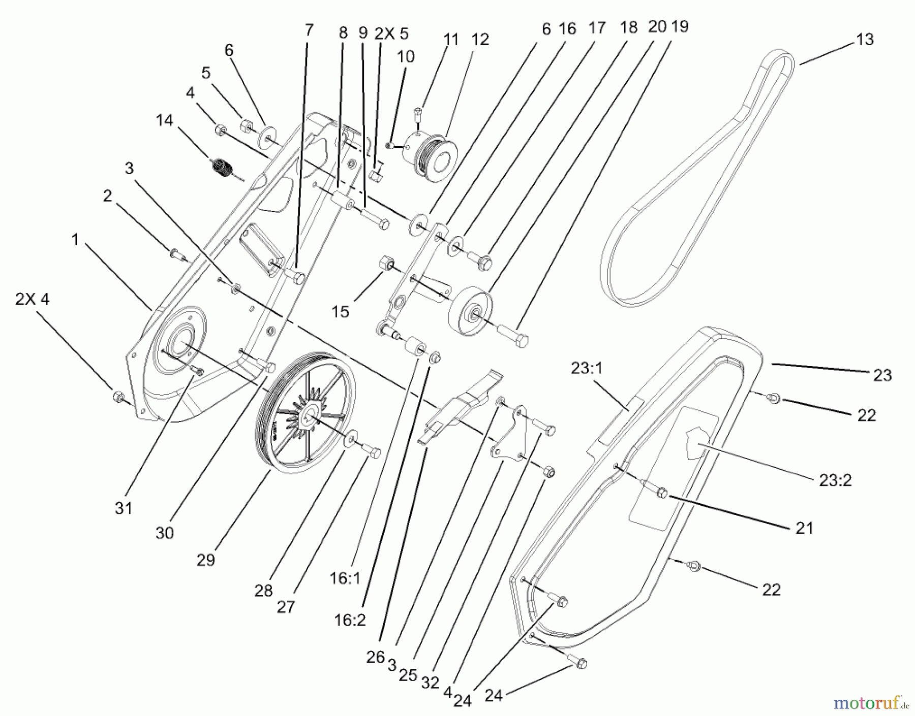  Toro Neu Snow Blowers/Snow Throwers Seite 1 38516 (2450) - Toro CCR 2450 GTS Snowthrower, 2004 (240000001-240999999) IMPELLER DRIVE ASSEMBLY