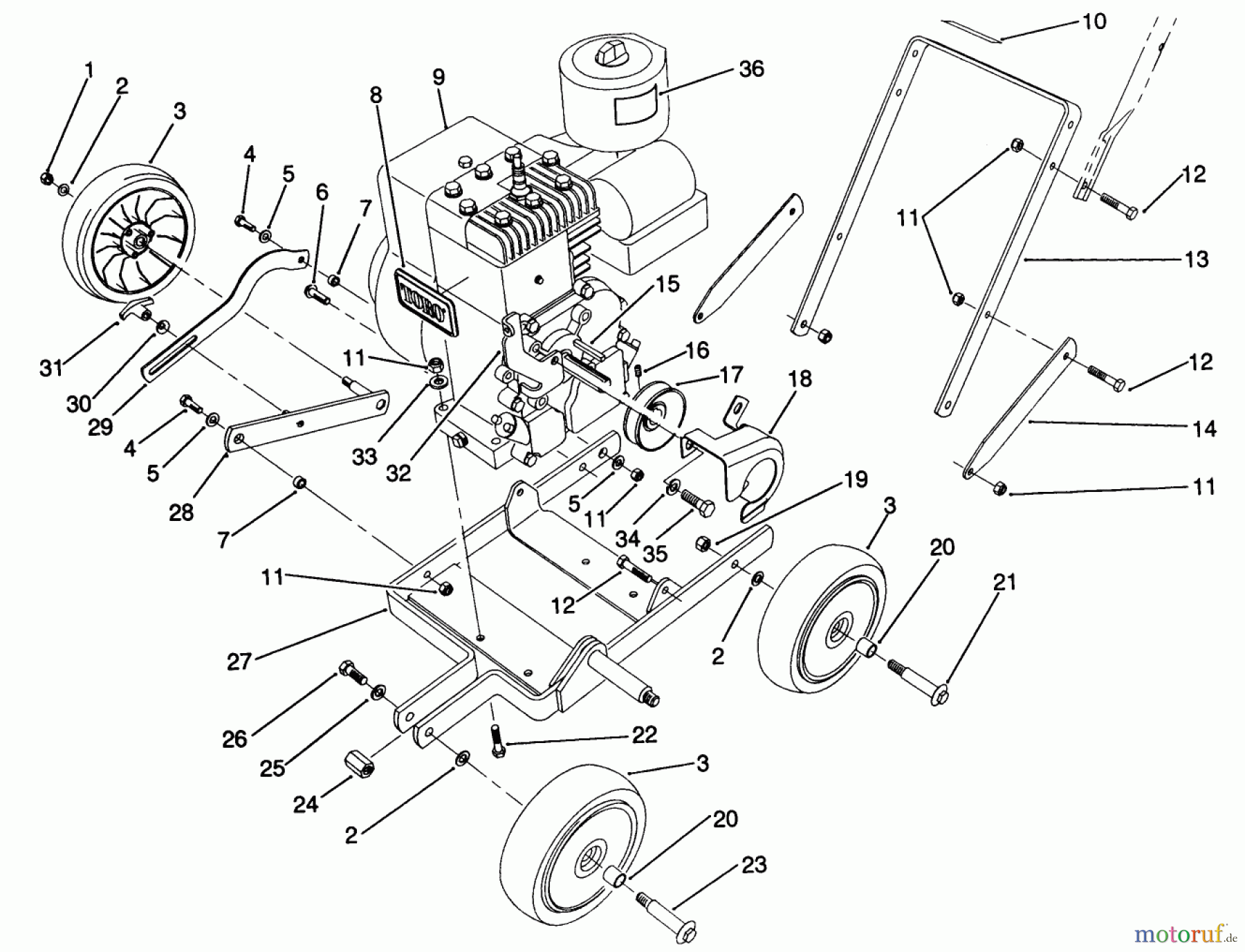  Toro Neu Edgers 58411 - Toro 2 hp Edger, 1990 (0000001-0999999) FRAME ASSEMBLY