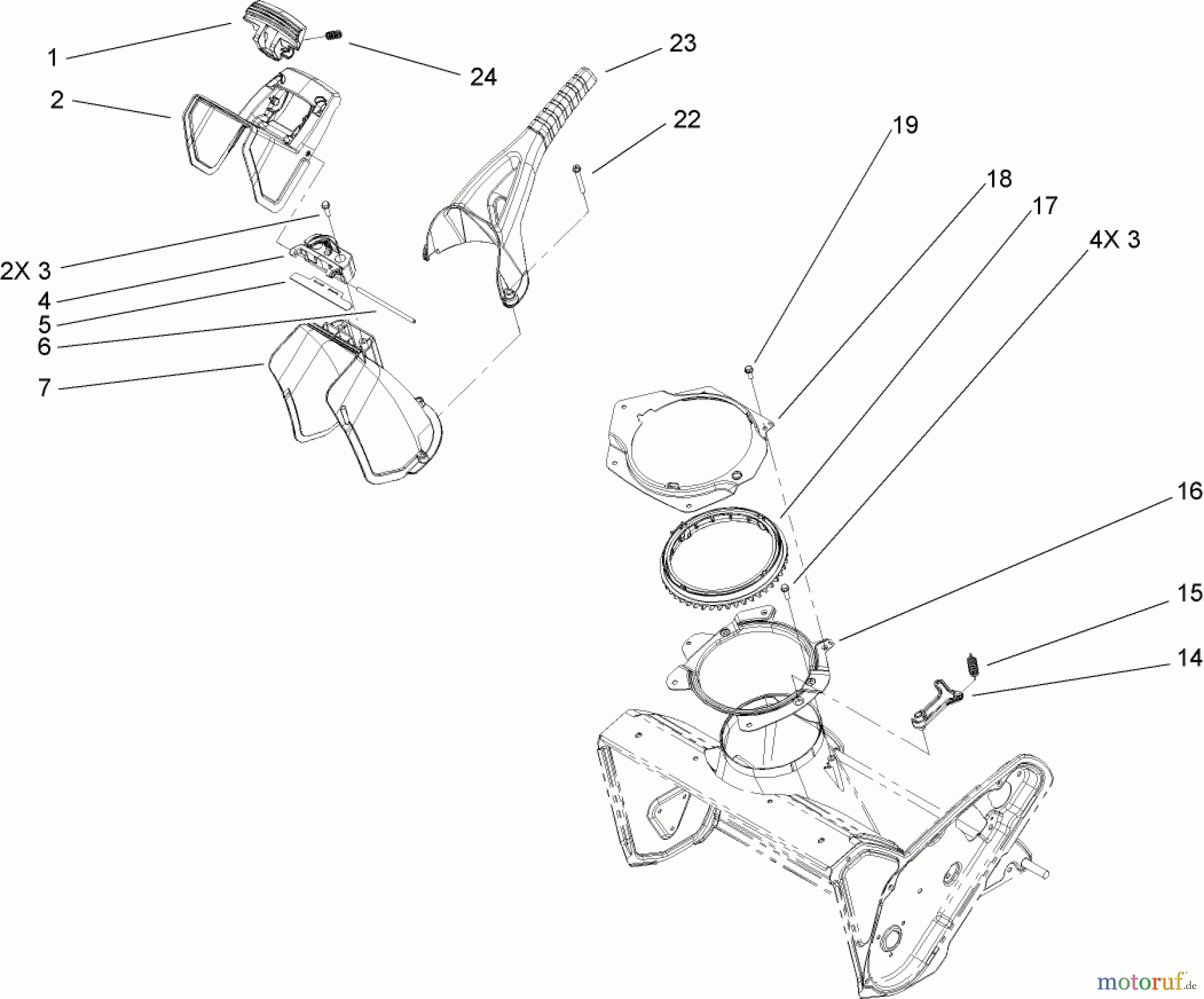  Toro Neu Snow Blowers/Snow Throwers Seite 1 38582 - Toro Power Clear Snowthrower, 2008 (280000001-280999999) CHUTE ASSEMBLY