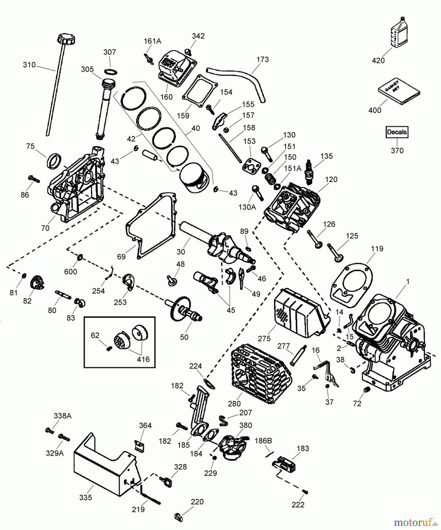  Toro Neu Snow Blowers/Snow Throwers Seite 2 38606 (622R) - Toro 622R Power Throw Snowthrower, 2007 (270000001-270999999) ENGINE ASSEMBLY NO. 1 TECUMSEH OH195SA-72566G