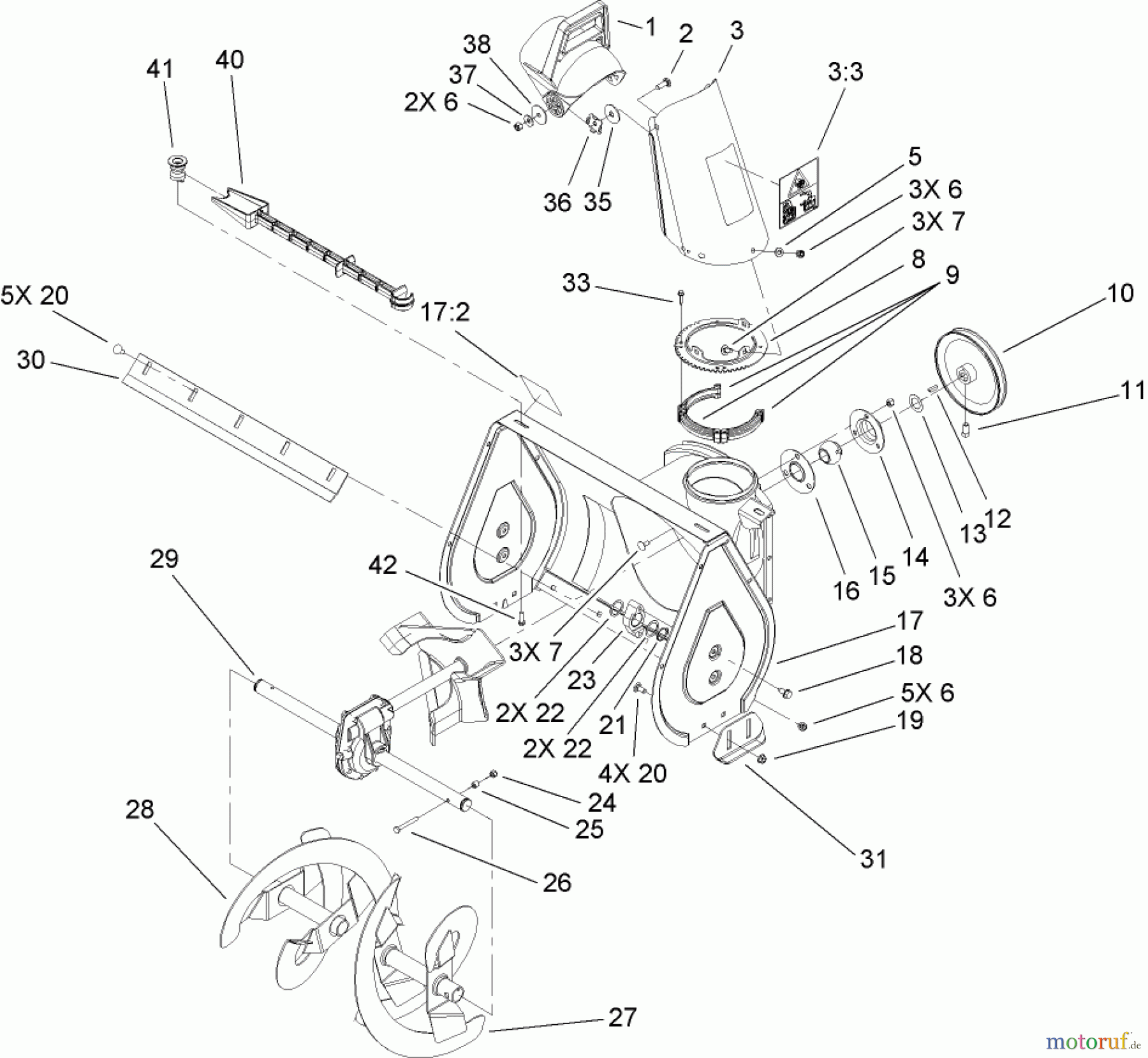  Toro Neu Snow Blowers/Snow Throwers Seite 2 38607 (622E) - Toro 622E Power Throw Snowthrower, 2008 (280000001-280999999) AUGER HOUSING ASSEMBLY
