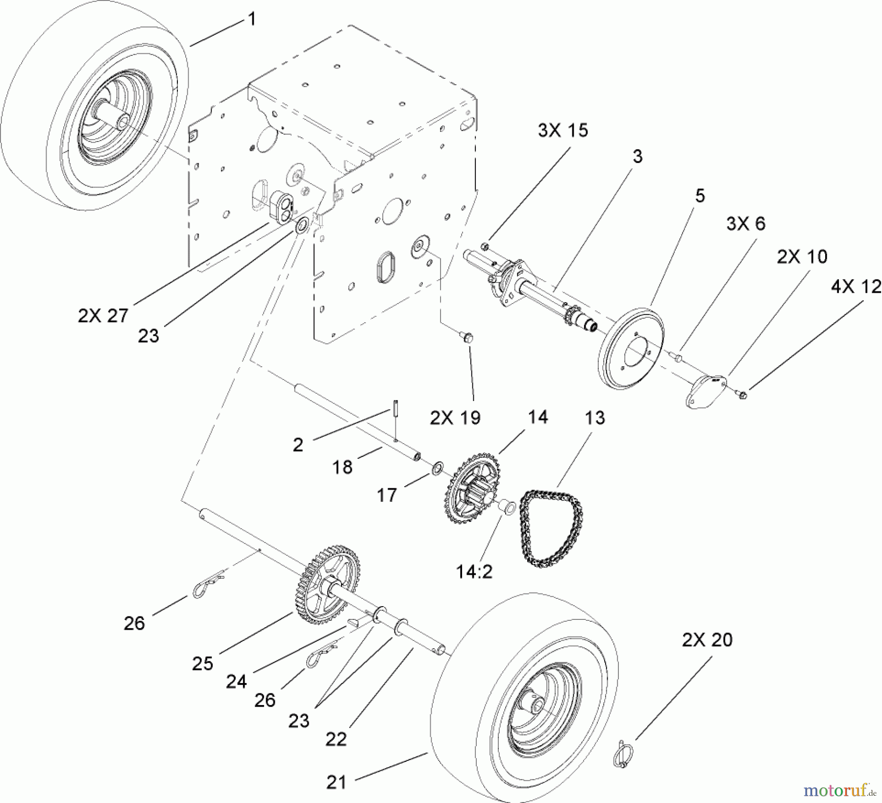  Toro Neu Snow Blowers/Snow Throwers Seite 2 38620 (826 LE) - Toro Power Max 826 LE Snowthrower, 2005 (250000001-250010000) CHAIN DRIVE ASSEMBLY