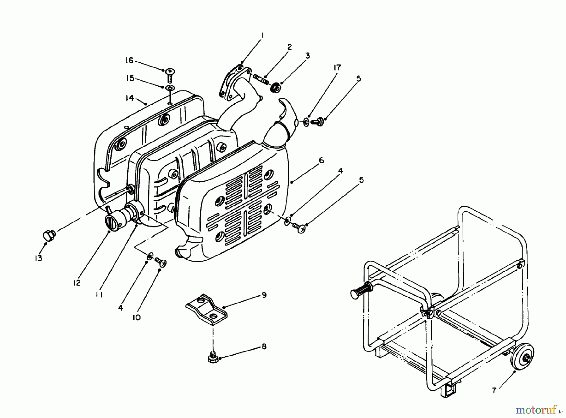  Toro Neu Generators 62012 (T1200) - Toro Generator, T1200, 1988 (8000001-8999999) MUFFLER-EXHAUST ASSEMBLY