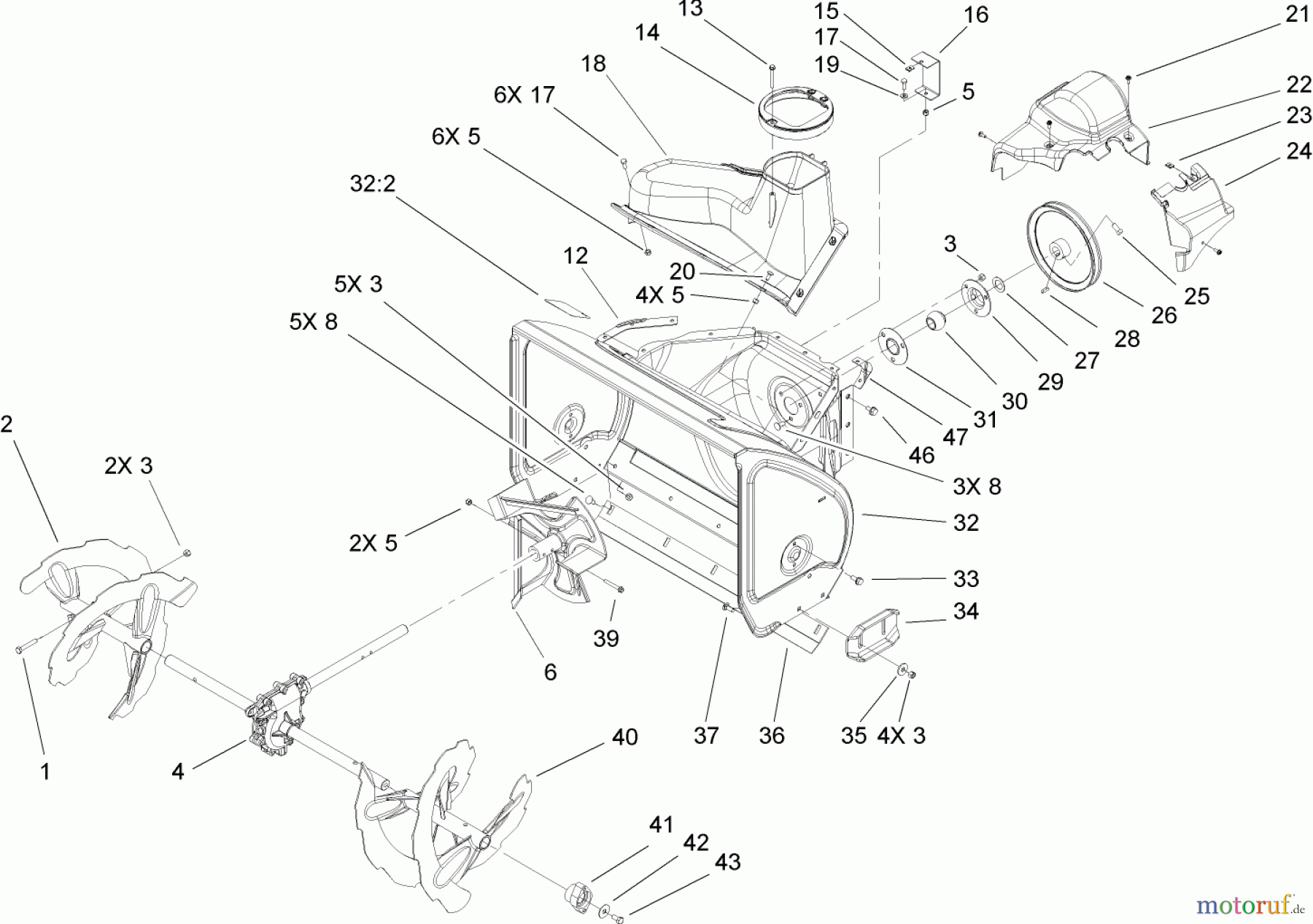  Toro Neu Snow Blowers/Snow Throwers Seite 2 38635 (828 LE) - Toro Power Max 828 LE Snowthrower, 2005 (250000001-250999999) AUGER AND HOUSING ASSEMBLY