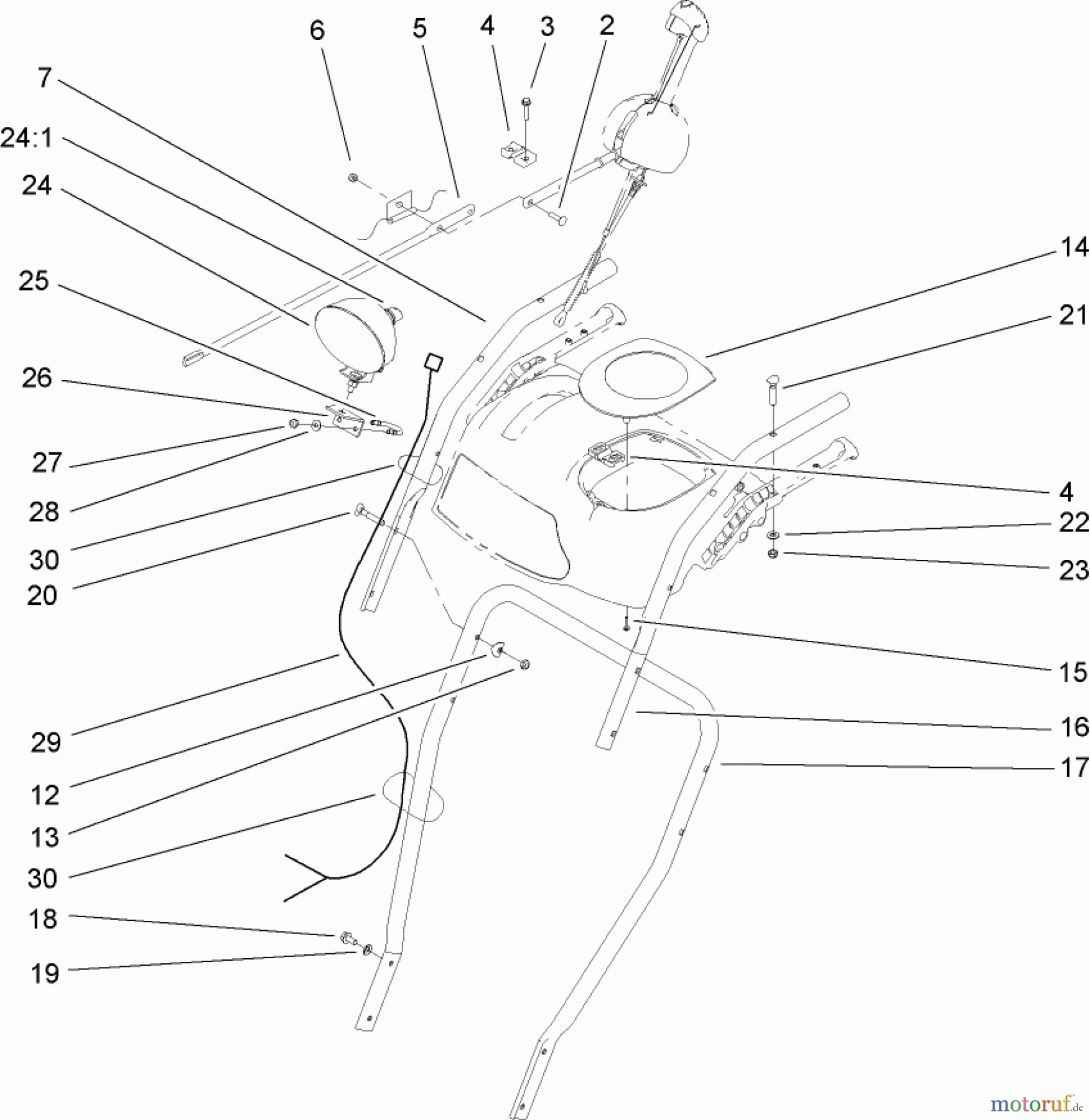  Toro Neu Snow Blowers/Snow Throwers Seite 2 38635 (828 LE) - Toro Power Max 828 LE Snowthrower, 2006 (260000001-260999999) HANDLE, HEADLAMP AND CONTROL ASSEMBLY