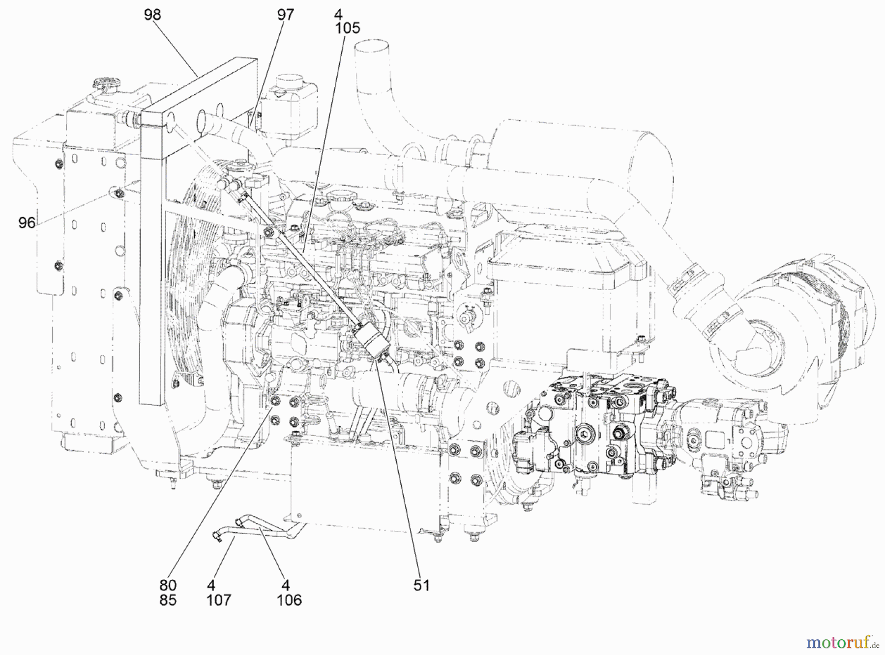  Zubehör DD2024C - Toro EarthPro Directional Drill Tier 4i (2013) ENGINE COOLANT OVERFLOW AND FUEL FILTER ASSEMBLY MACHINE SERIAL NUMBERS THRU DD202490144 AND INCLUDING DD202490147