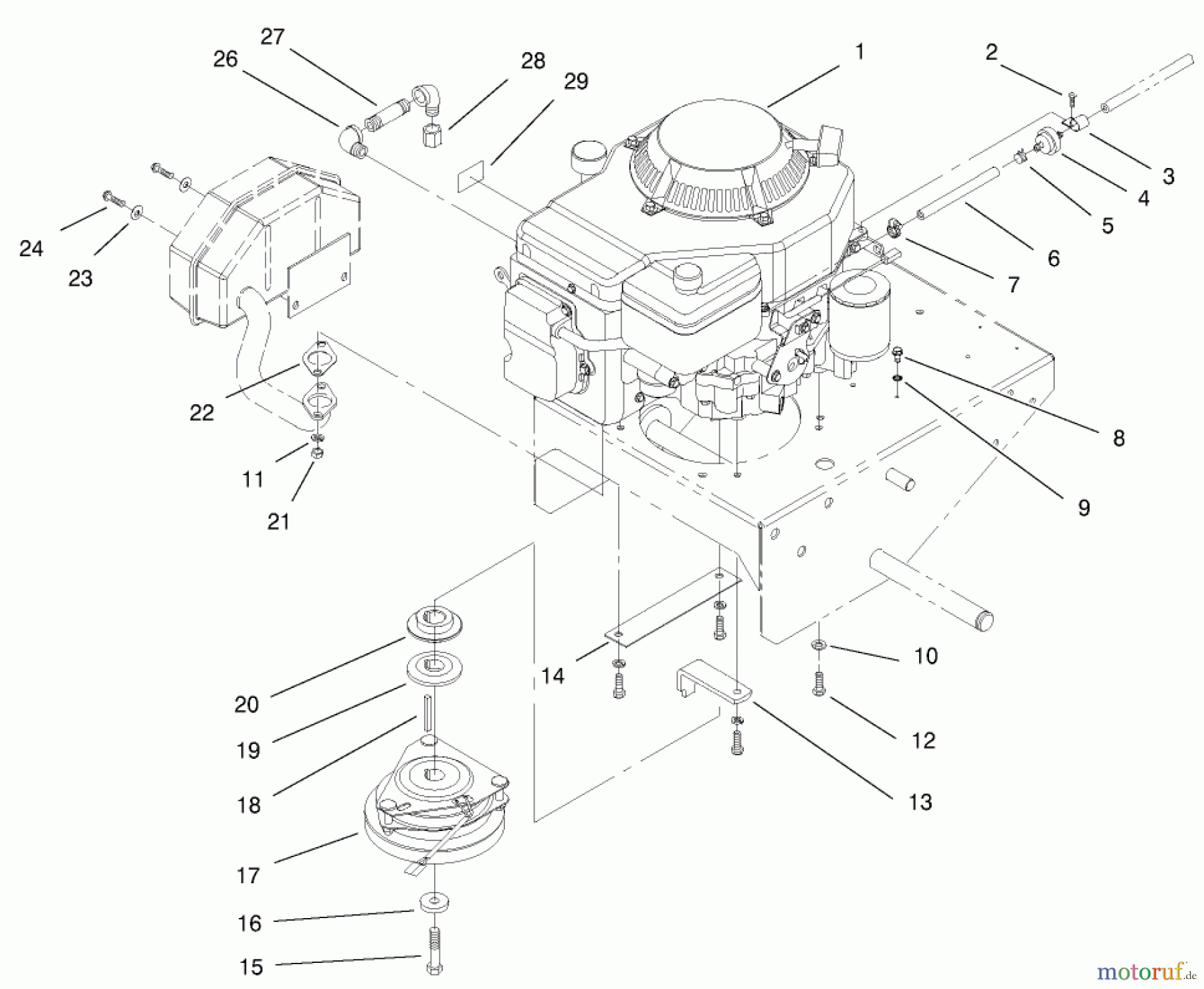  Rasenmäher Antrieb 30159 - Toro Mid-Size ProLine Traction Unit, Gear Drive, 13 hp (SN: 200000001 - 200999999) (2000) ENGINE ASSEMBLY