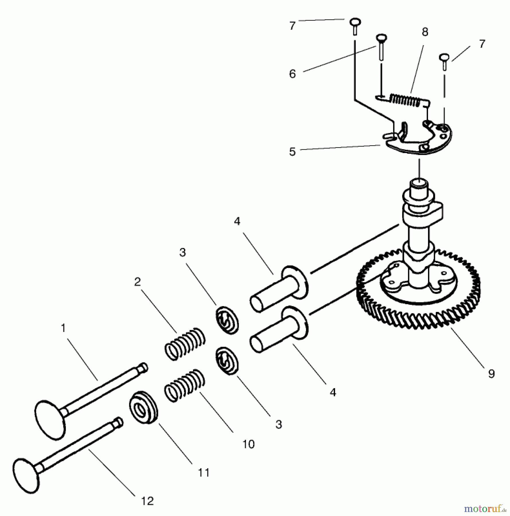  Rasenmäher Antrieb 30165 - Toro Mid-Size ProLine Traction Unit, Gear Drive, 12.5 hp (SN: 890001 - 899999) (1998) VALVE/CAMSHAFT